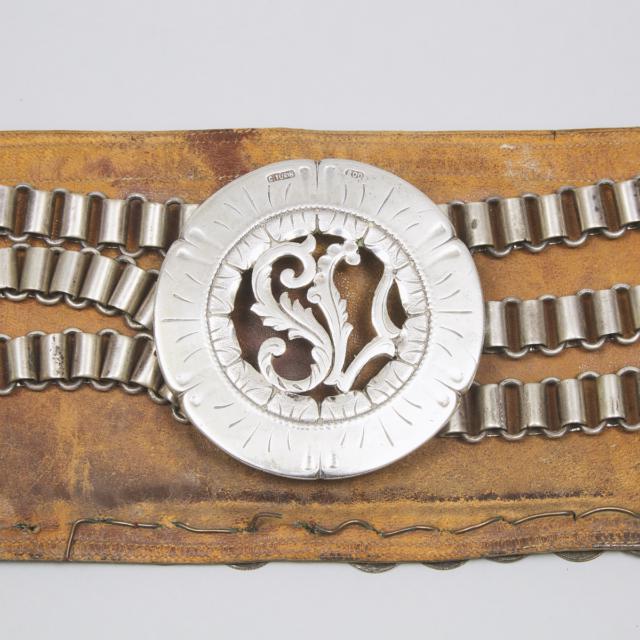 Argentine Silver Gaucho Coin Belt and Two Knives, 19th/early 20th century