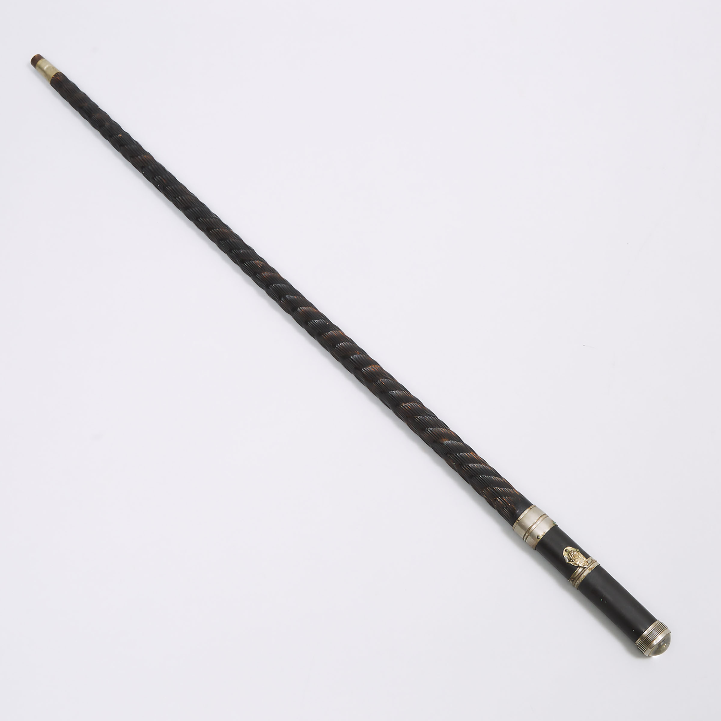 French Carved Ebony System or Gadget Cane, early 20th century