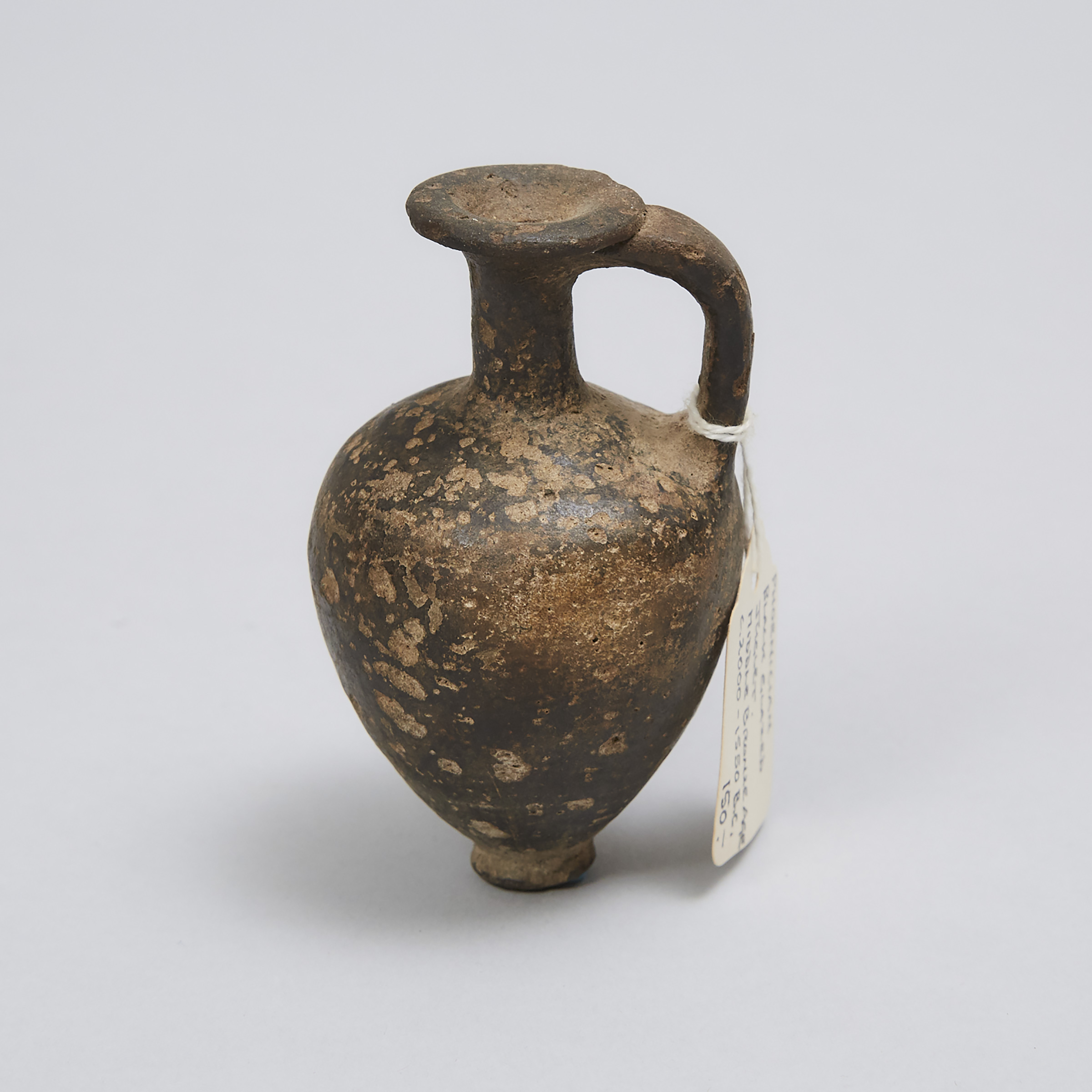 Middle Bronze Age Cypro-Phoenician Burnished Black Bucchero Pottery Juglet, Middle Bronze Age, 2000-1550 B.C.