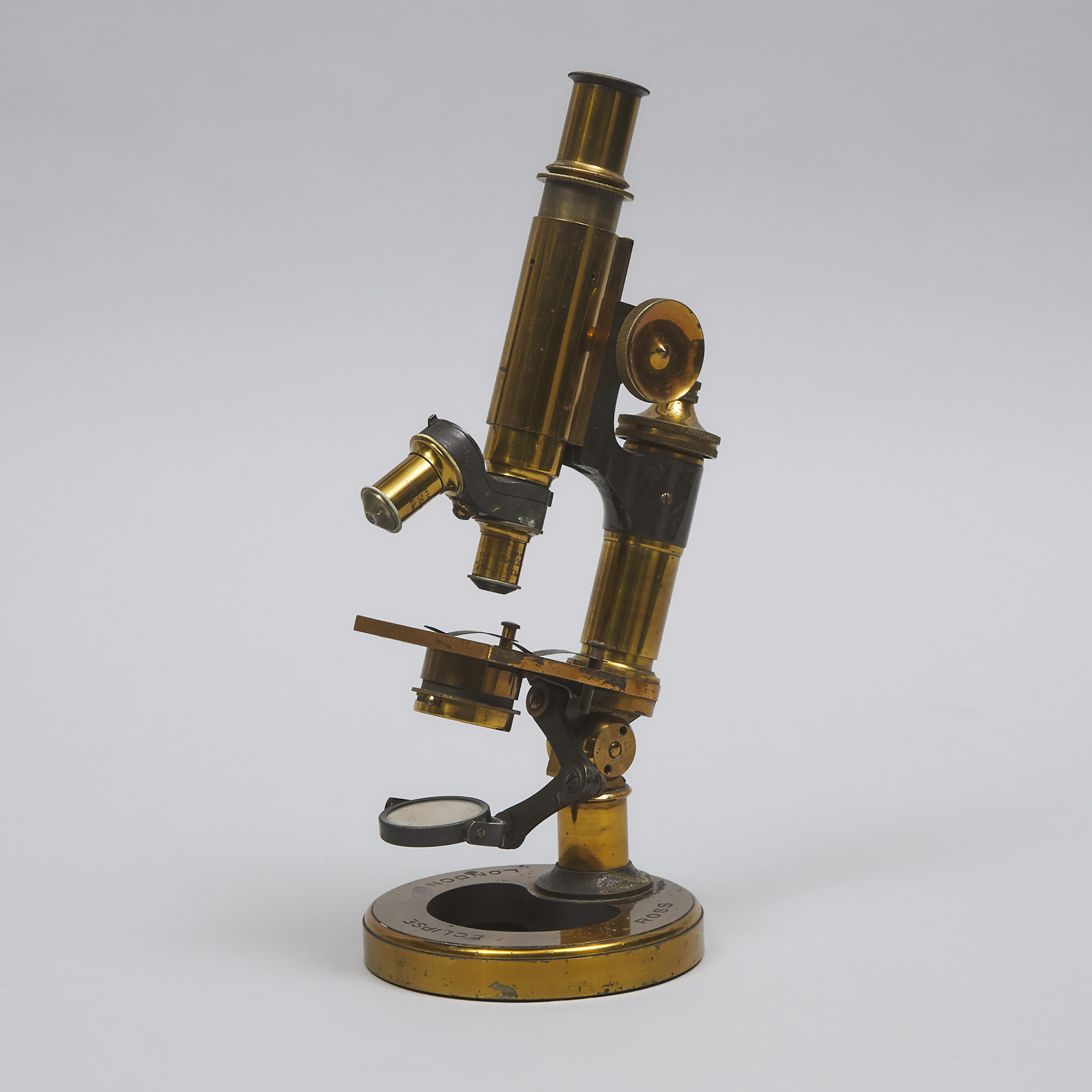 Ross & Co., 'Eclipse' Lacquered Brass Compound Monocular Microscope, London, c.1895