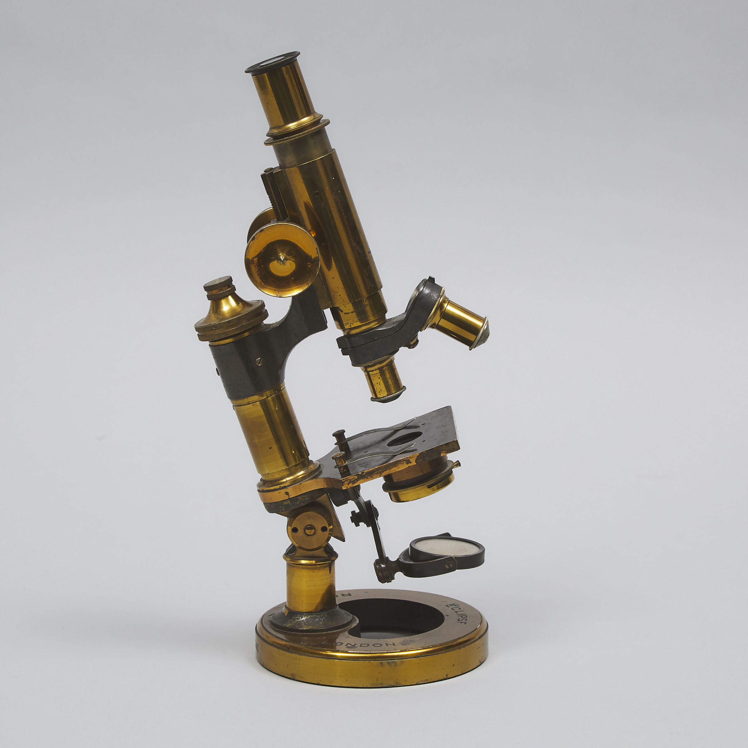 Ross & Co., 'Eclipse' Lacquered Brass Compound Monocular Microscope, London, c.1895