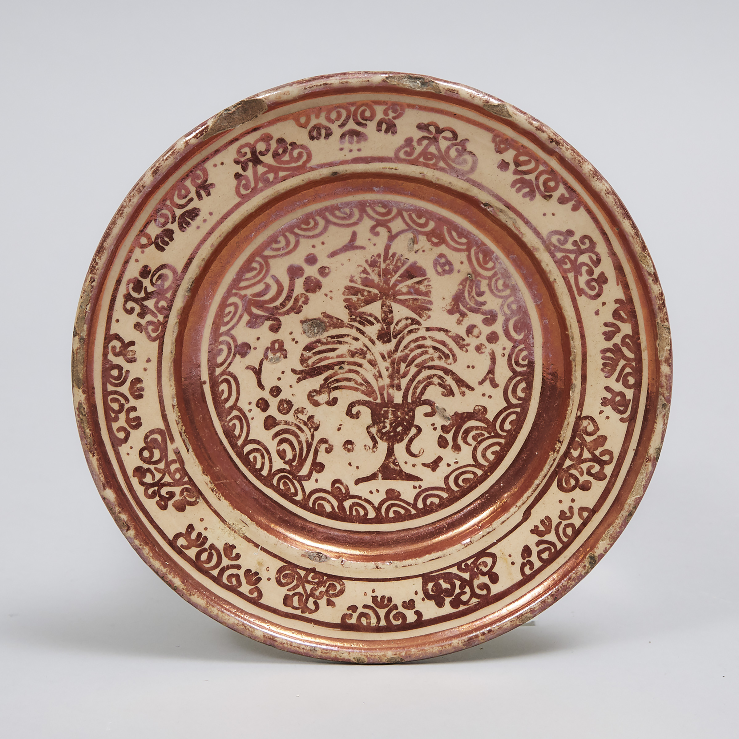 Hispano-Moresque Pottery Copper Lustre Dish, 17th century
