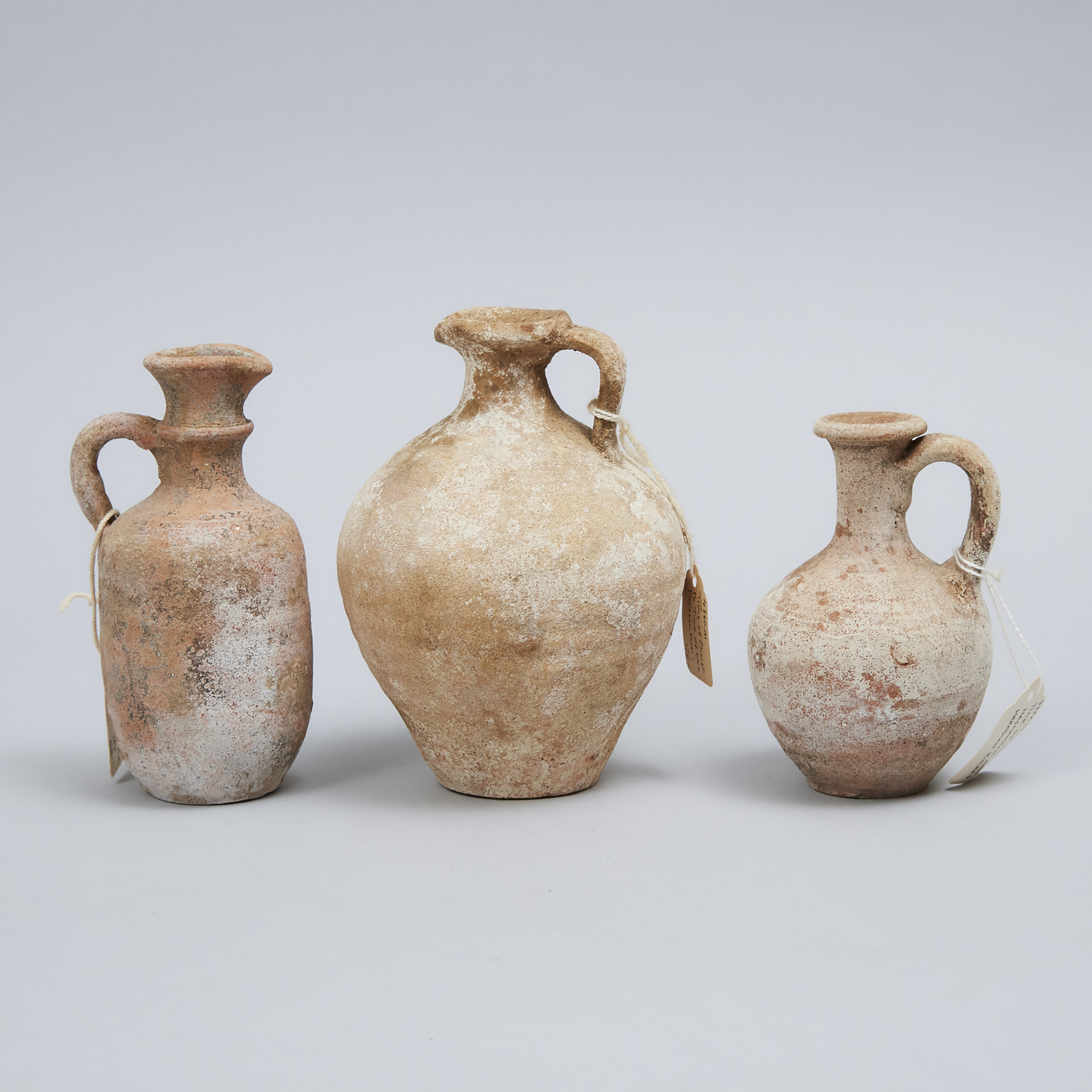 Three Roman Period Levantine-Holy Land Pottery Juglets, 100-200 A.D.