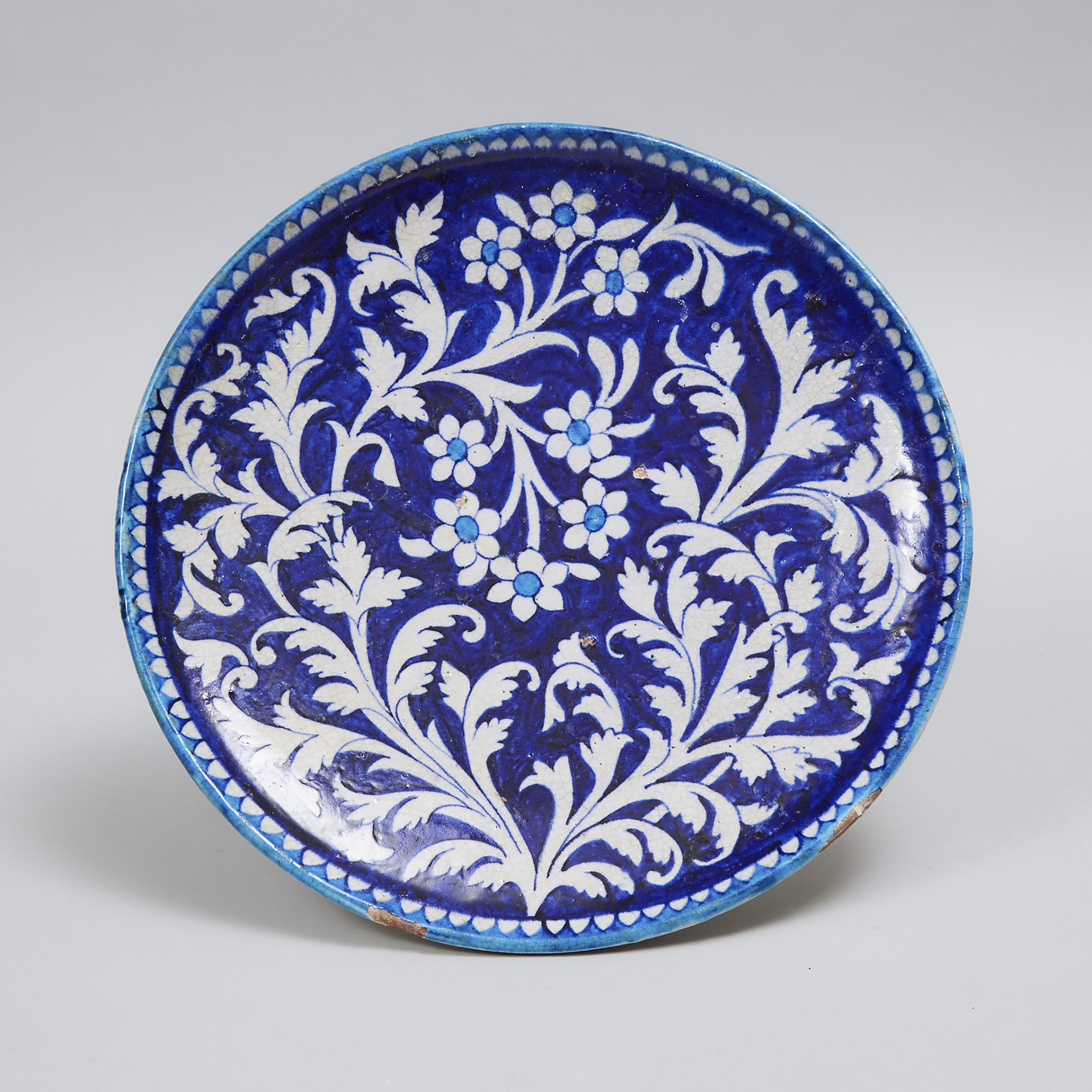 Multan Cobalt Blue and Turquoise Pottery Dish, Islamic Pakistan, 18th/19th century