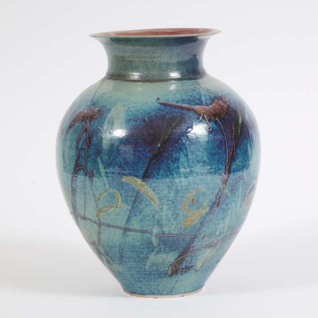 Kayo O'Young (Canadian, b.1950), Blue Glazed Vase, 1993