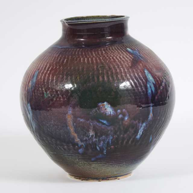Kayo O'Young (Canadian, b.1950), Purple and Blue Glazed Vase, 1993