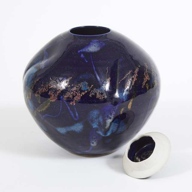 Kayo O'Young (Canadian, b.1950), Blue Glazed Covered Vase, 1994