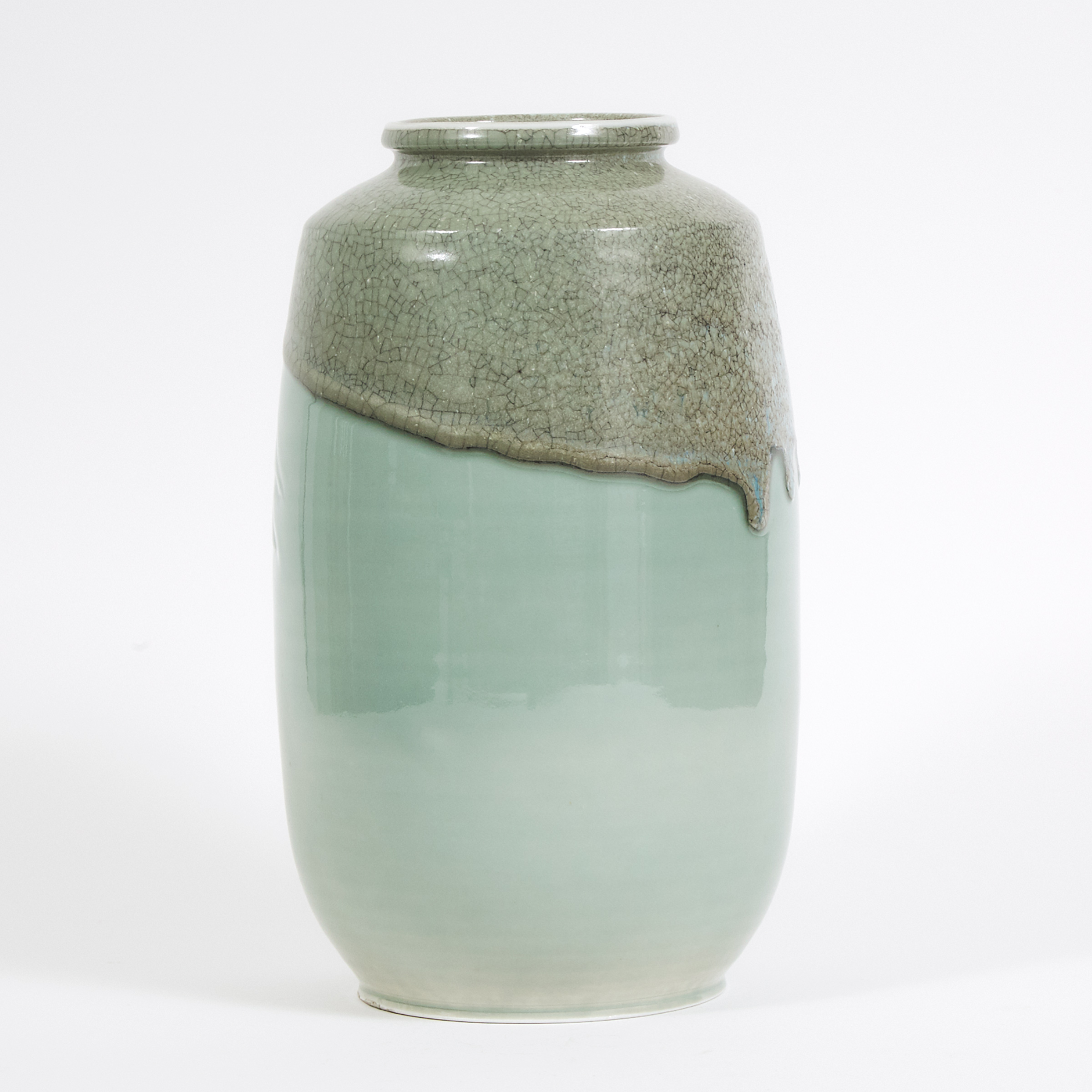 Harlan House (Canadian, b.1943), Pierced and Moulded Celadon Glazed Vase, 1993