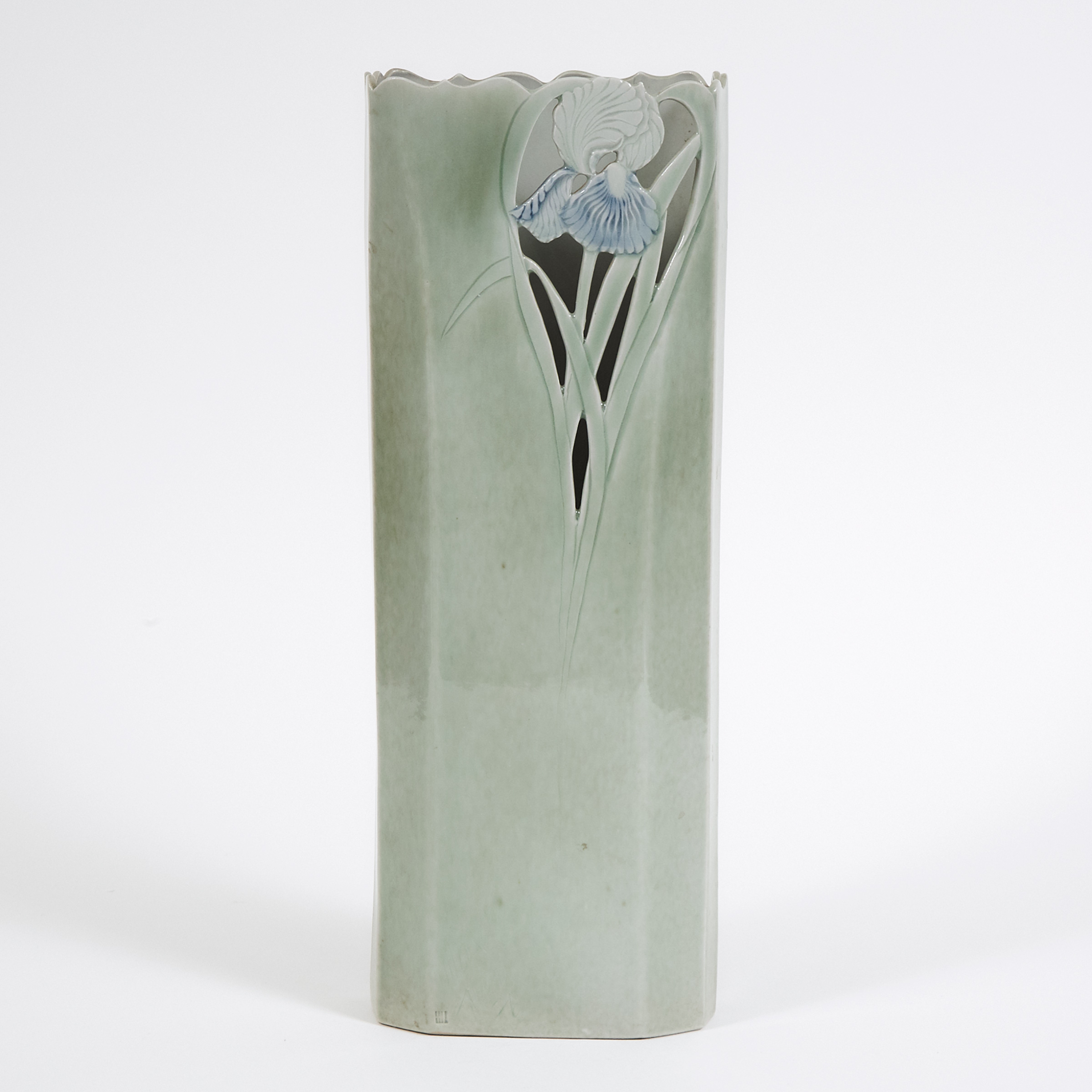 Harlan House (Canadian, b.1943), Pierced Iris Celadon Glazed Vase, 1976