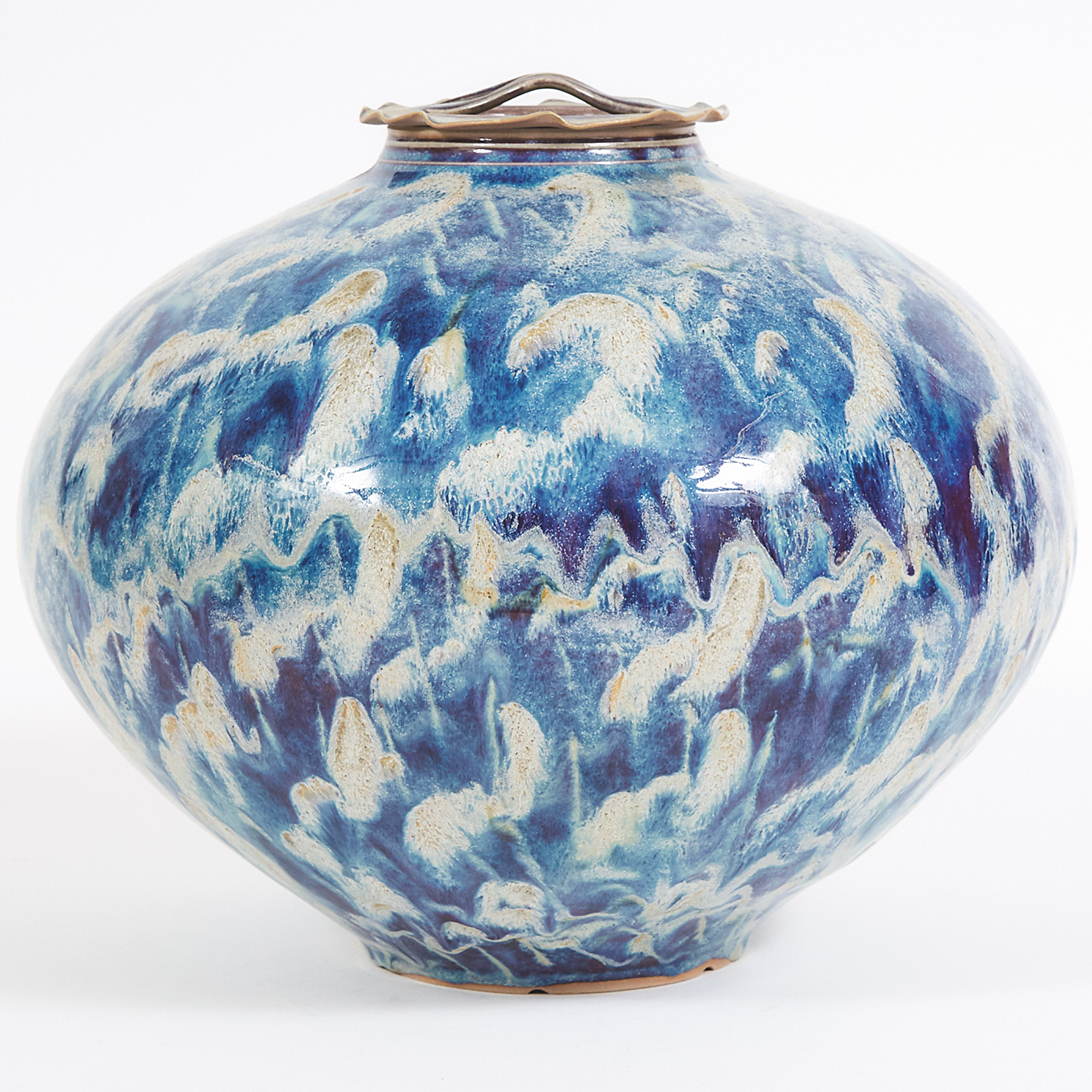 Kayo O'Young (Canadian, b.1950), Light Blue and White Glazed Covered Vase, 1992