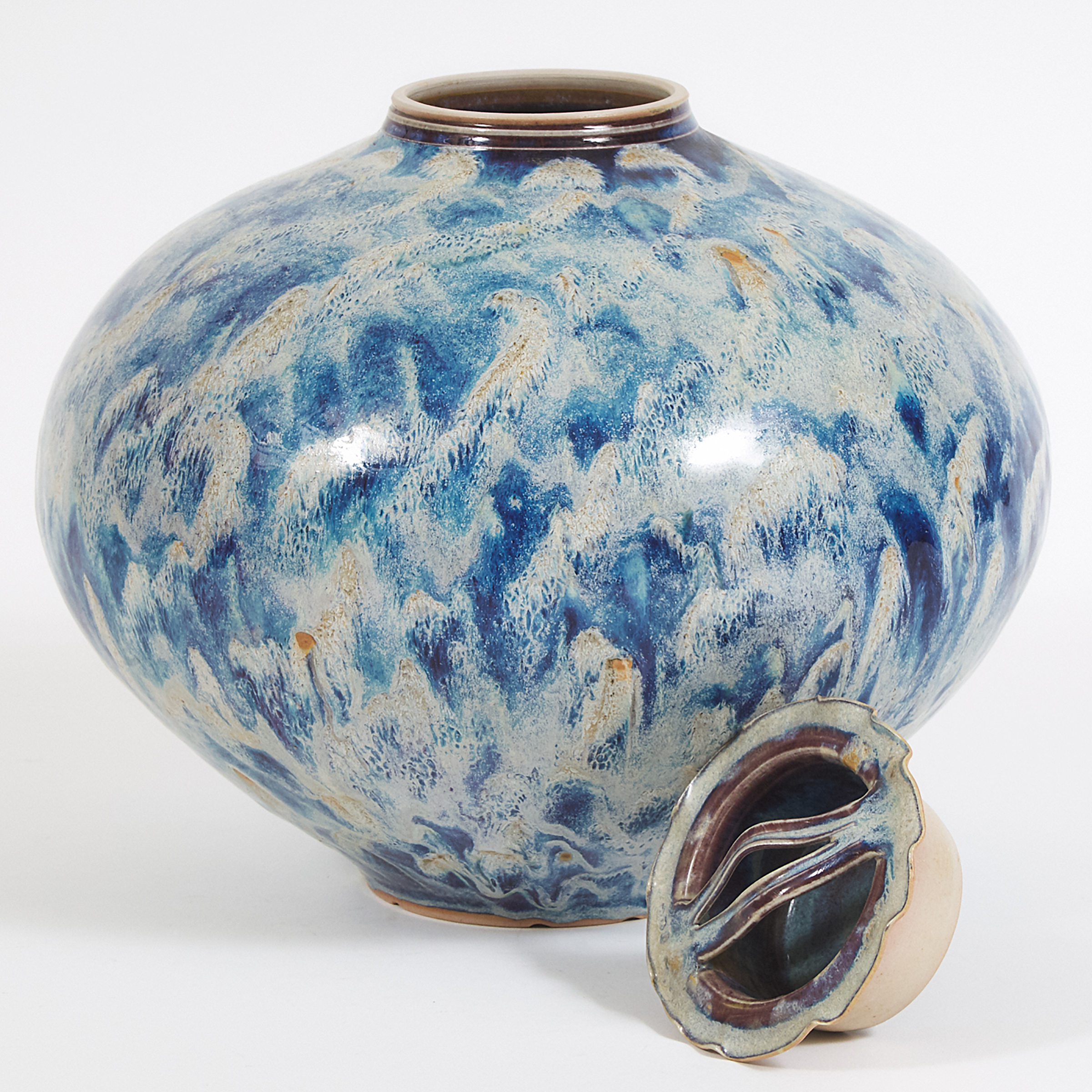 Kayo O'Young (Canadian, b.1950), Light Blue and White Glazed Covered Vase, 1992