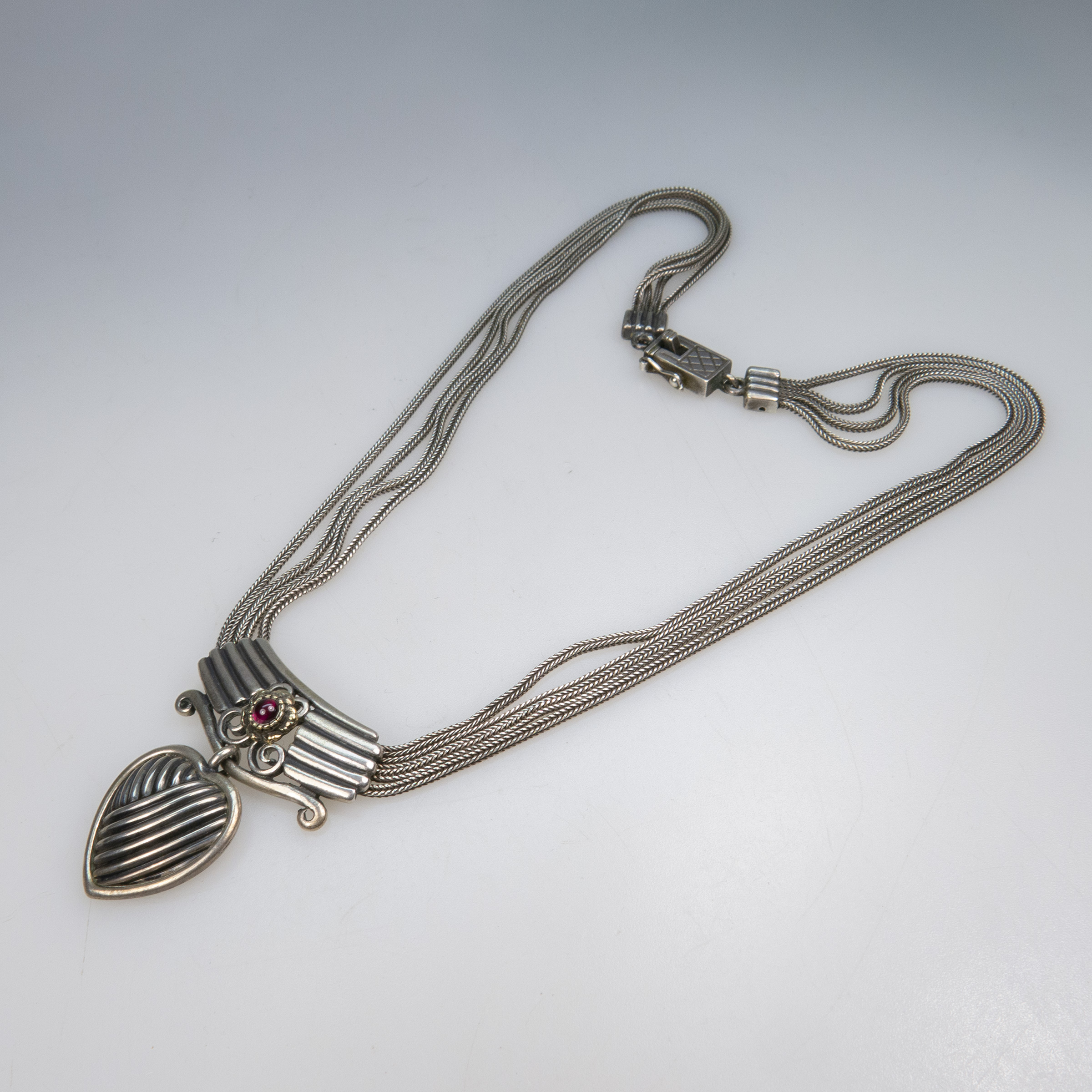 Austrian 835 Grade Silver 4 Strand Necklace