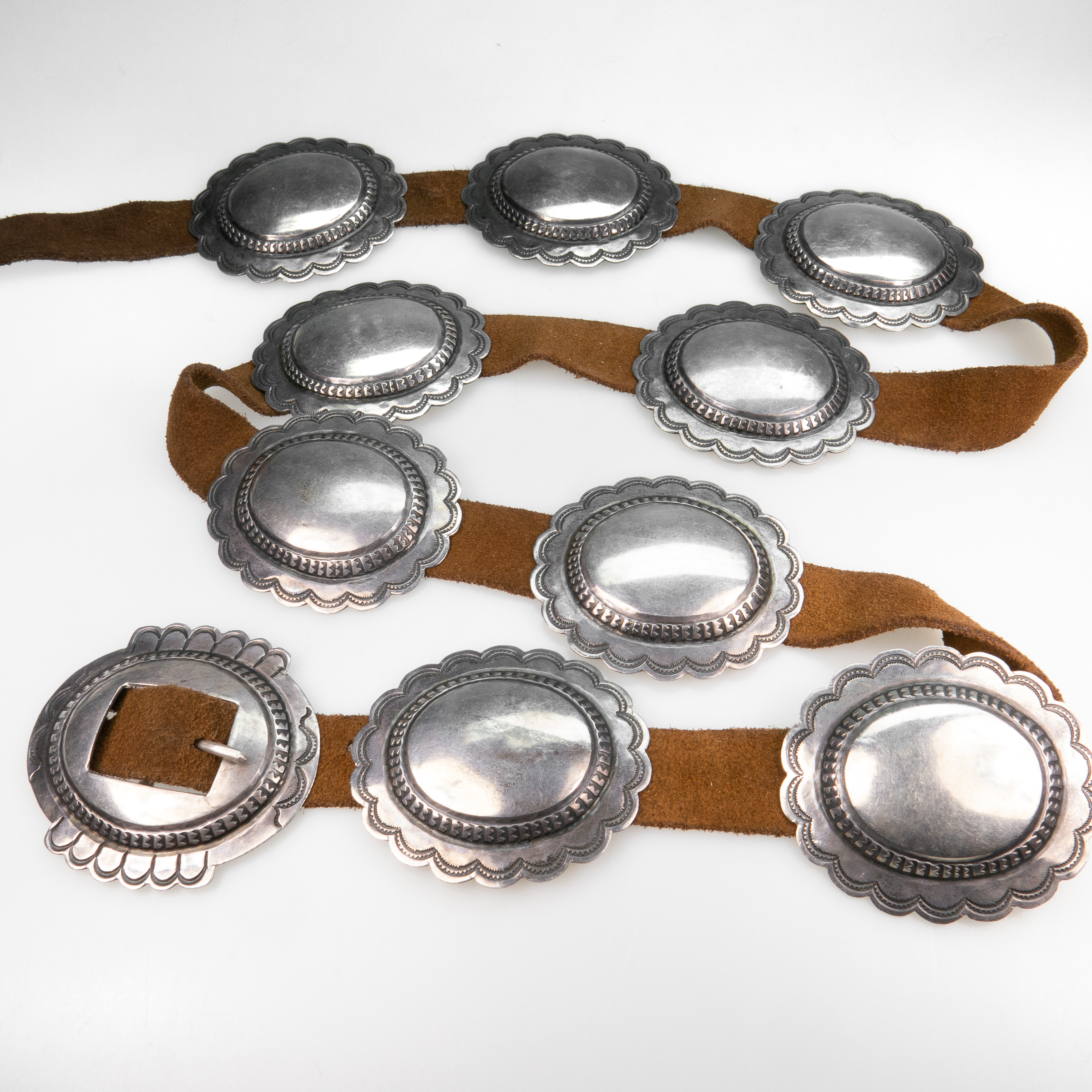 Navajo Silver And Leather Belt