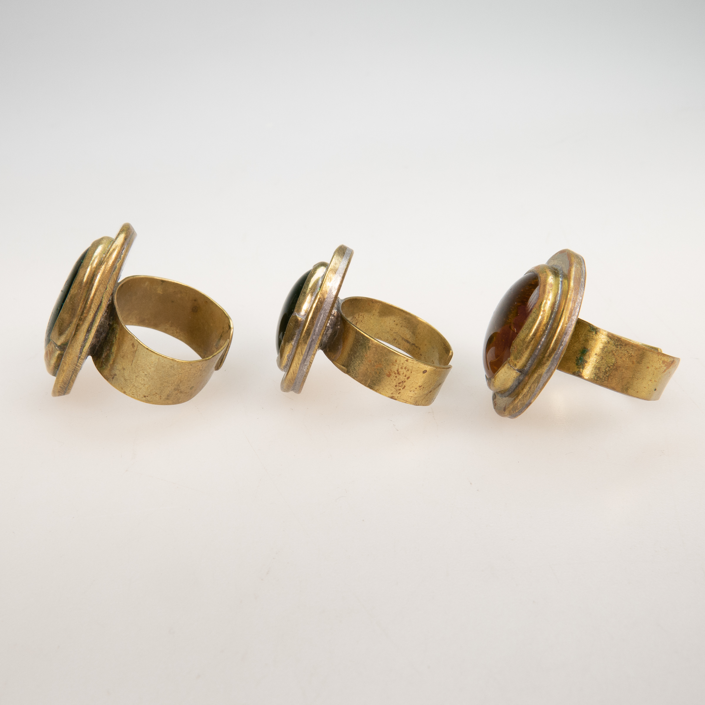 Three Rafael Alfandary Brass Rings