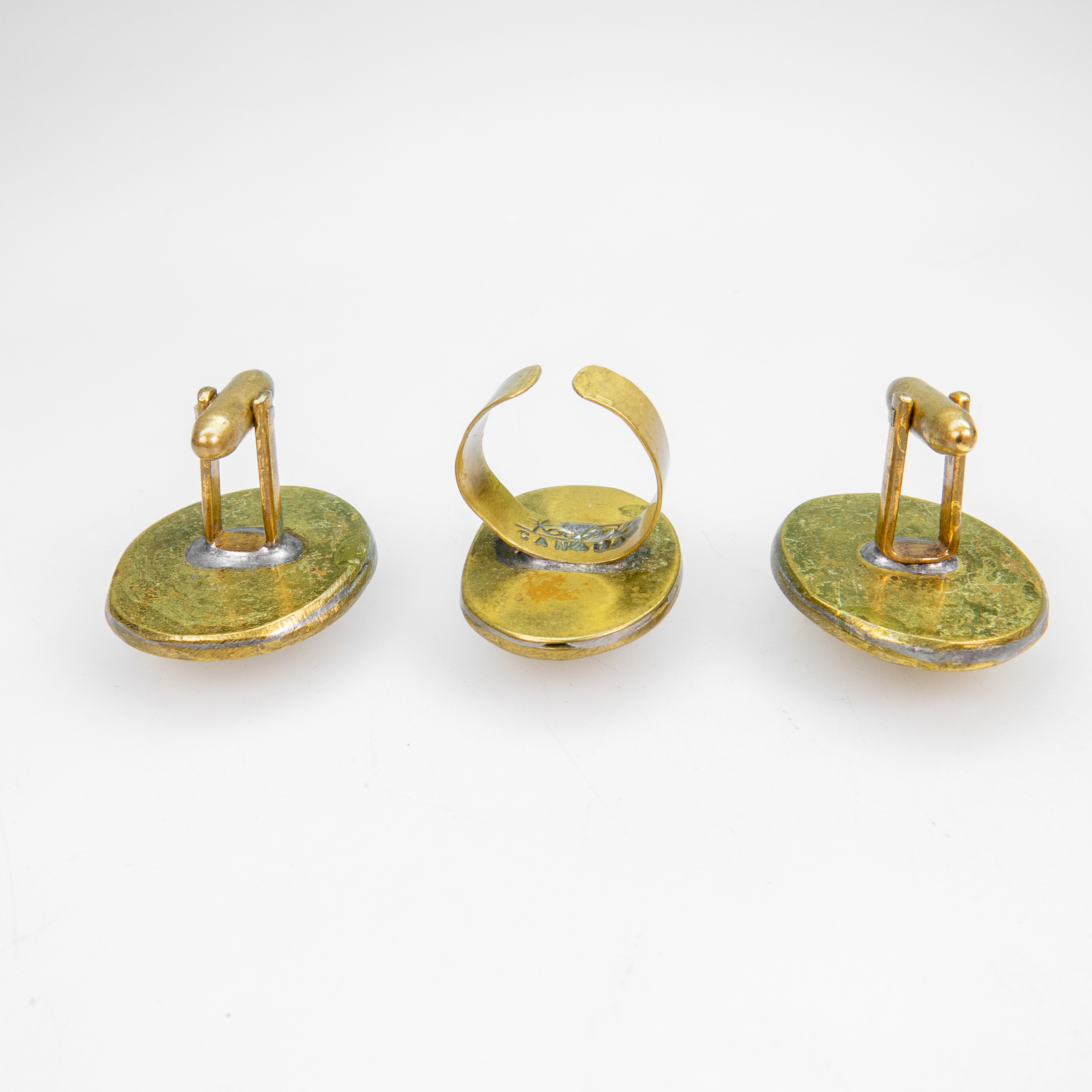Rafael Alfandary Brass Ring And Pair Of Cufflinks