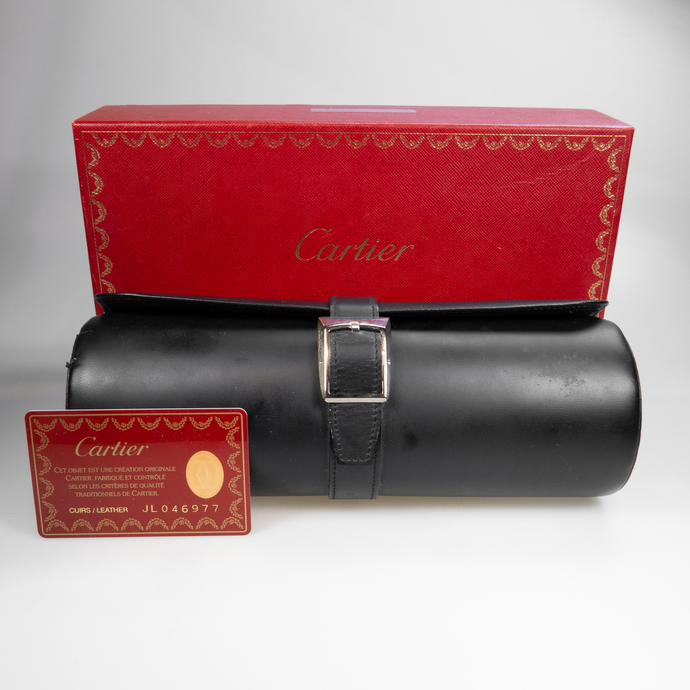 Cartier Black Leather Watch Travel Roll