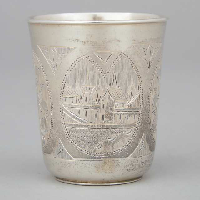 Russian Engraved Silver Beaker, Moscow, 1885