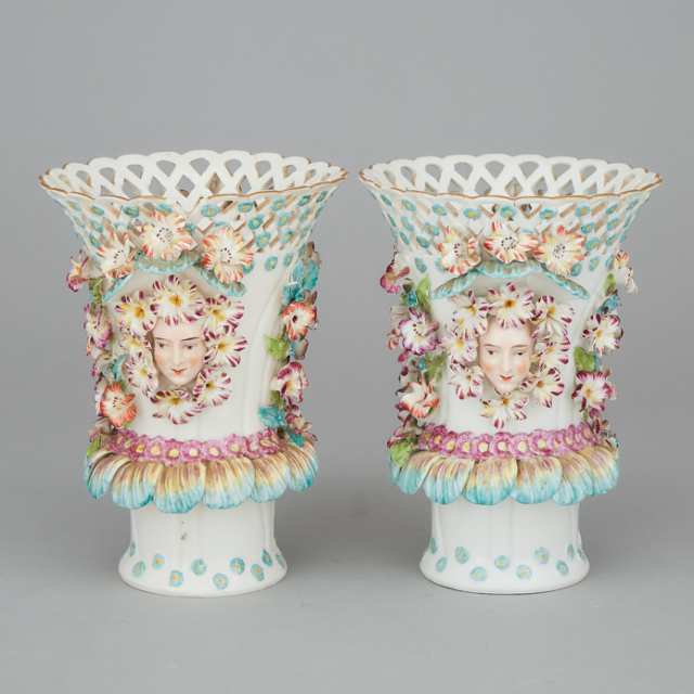 Pair of Samson Reticulated Vases, c.1900
