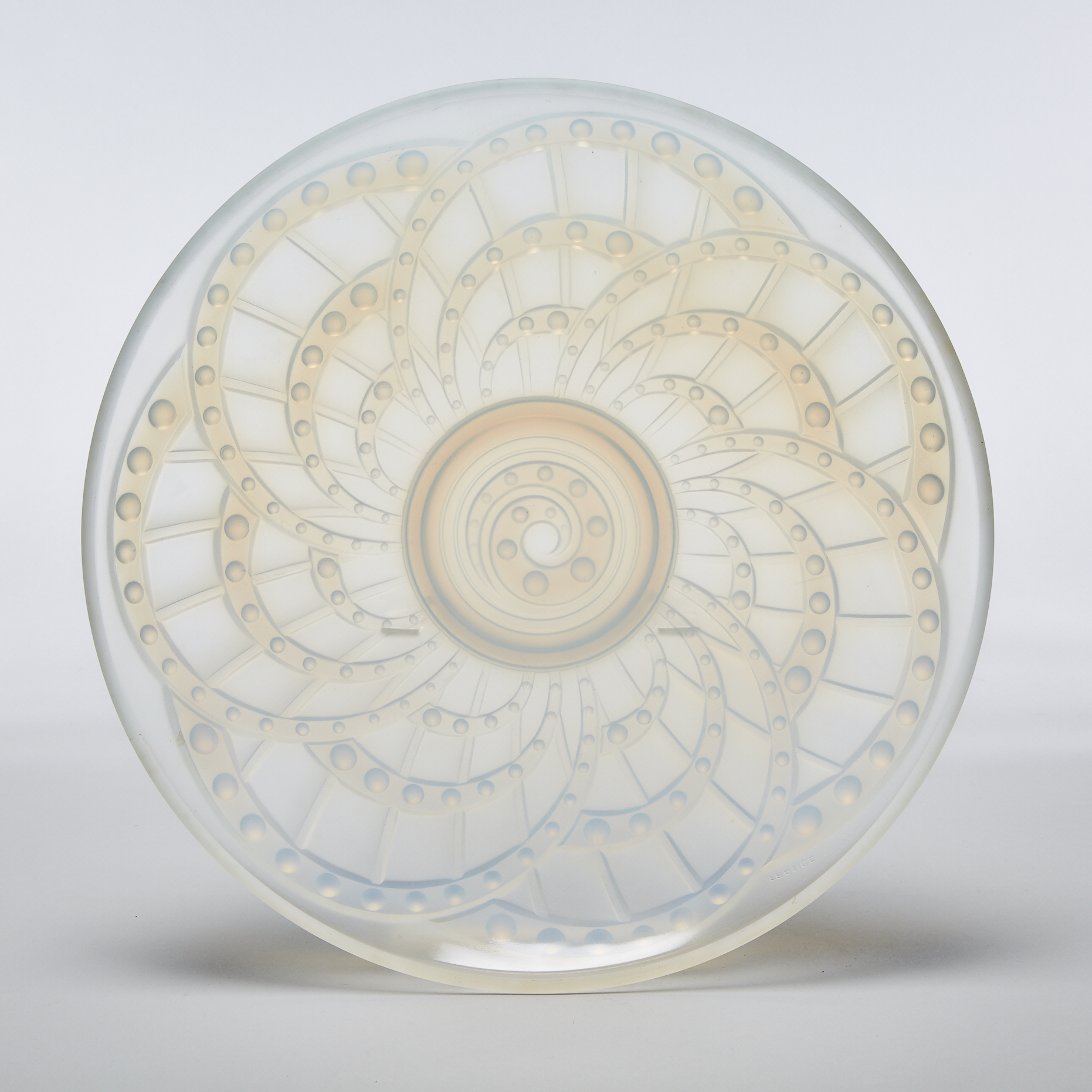 Landier Moulded Opalescent Glass Charger, 1930s