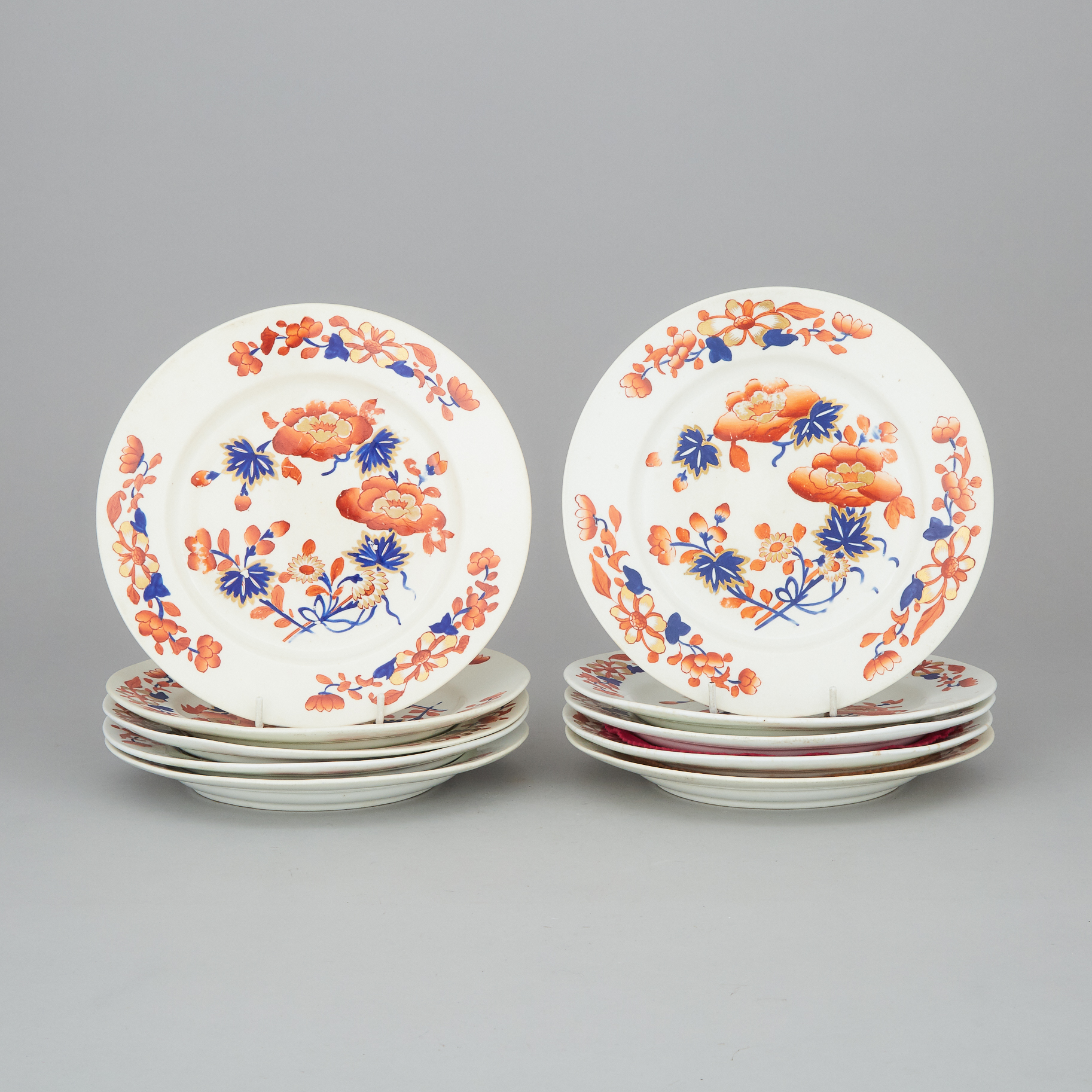 Ten Derby Japan Pattern Plates, c.1820