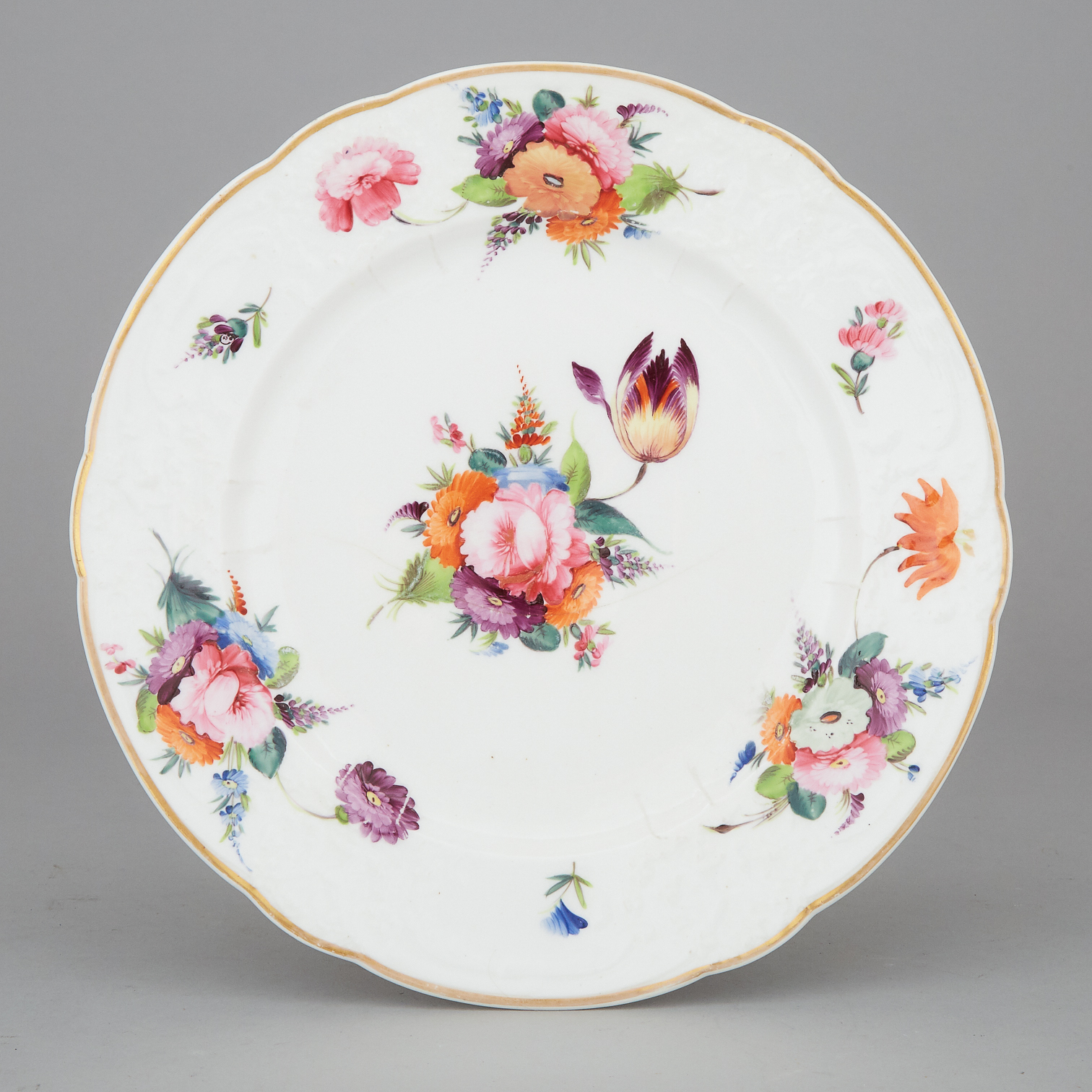 Nantgarw Moulded and Flower Painted Plate, c.1820