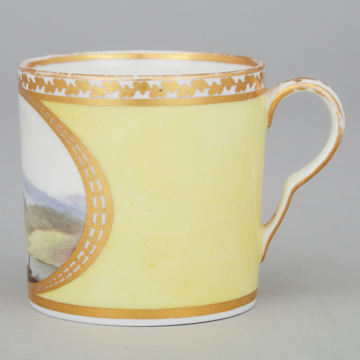 Pinxton Yellow-Ground Topographical Coffee Can, c.1800