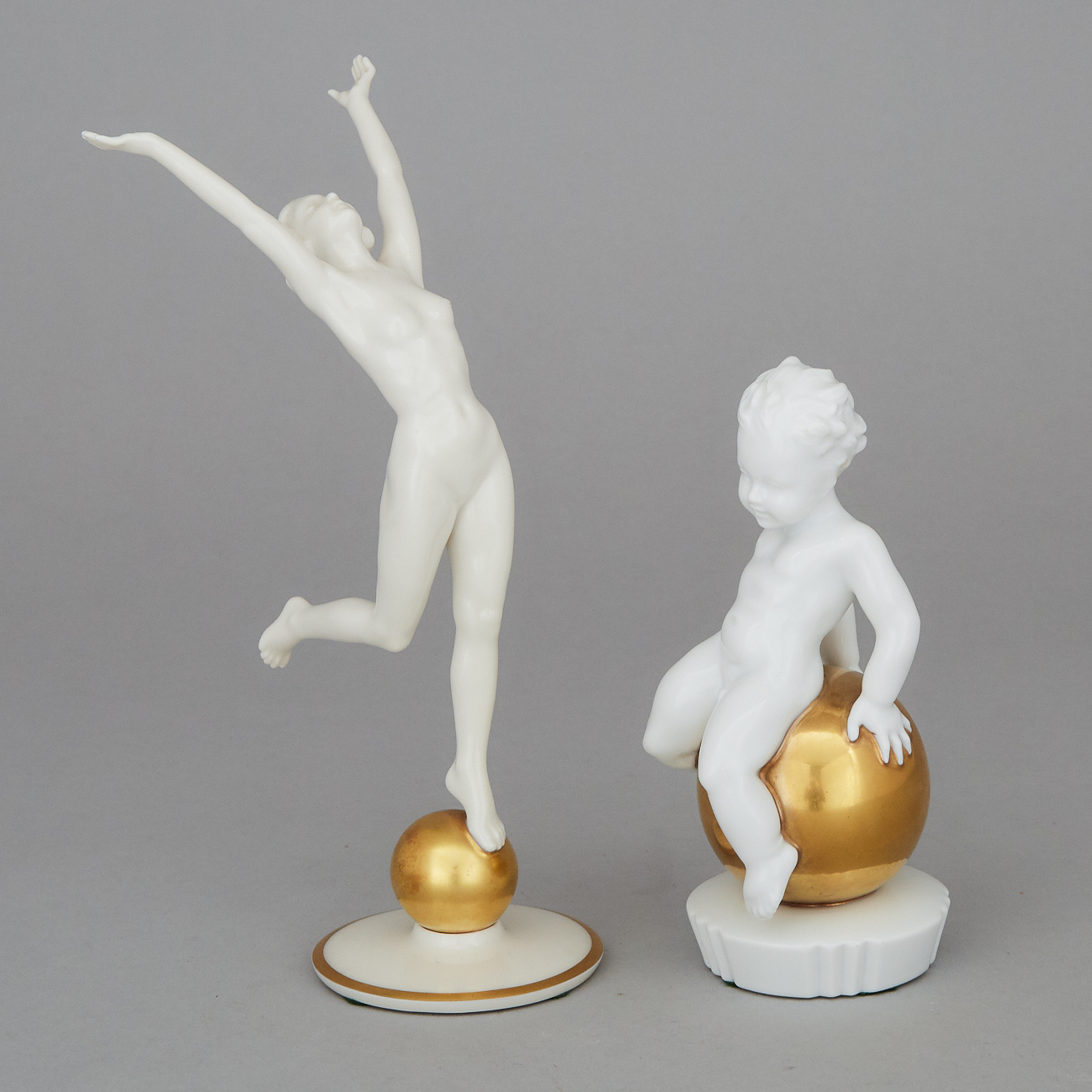 Hutschenreuther Nude Figure of a Woman and a Rosenthal Child, 20th century