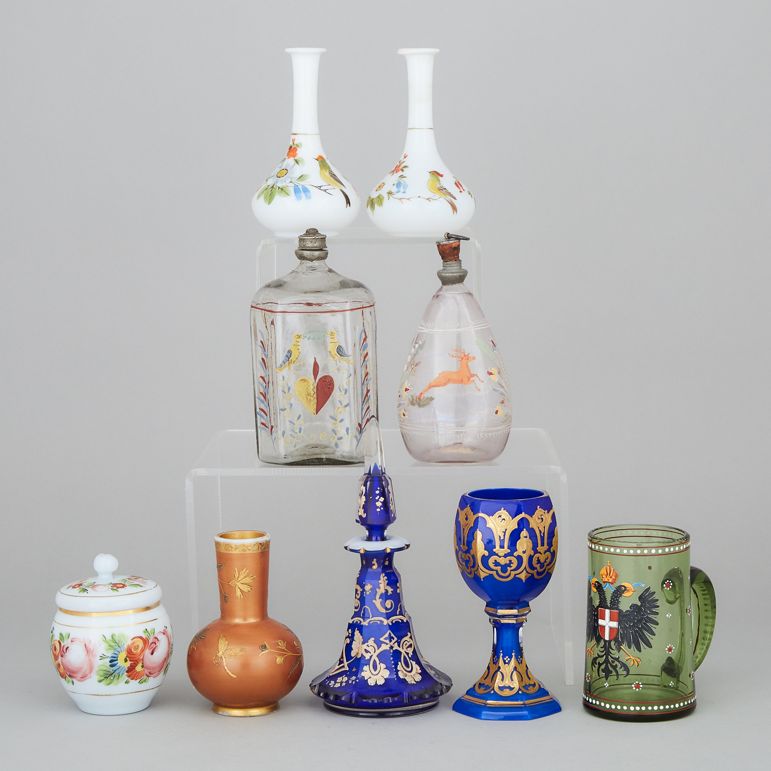 Group of Bohemian and Other Continental Enameled Glass, 19th century