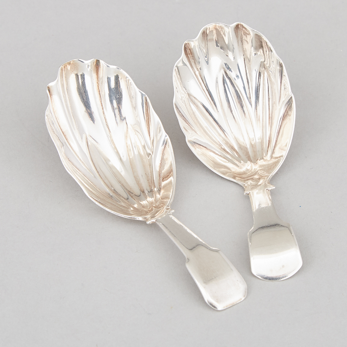 Two Georgian Silver Bud Shaped Caddy Spoons, Josiah Snatt and another, London, 1807/21