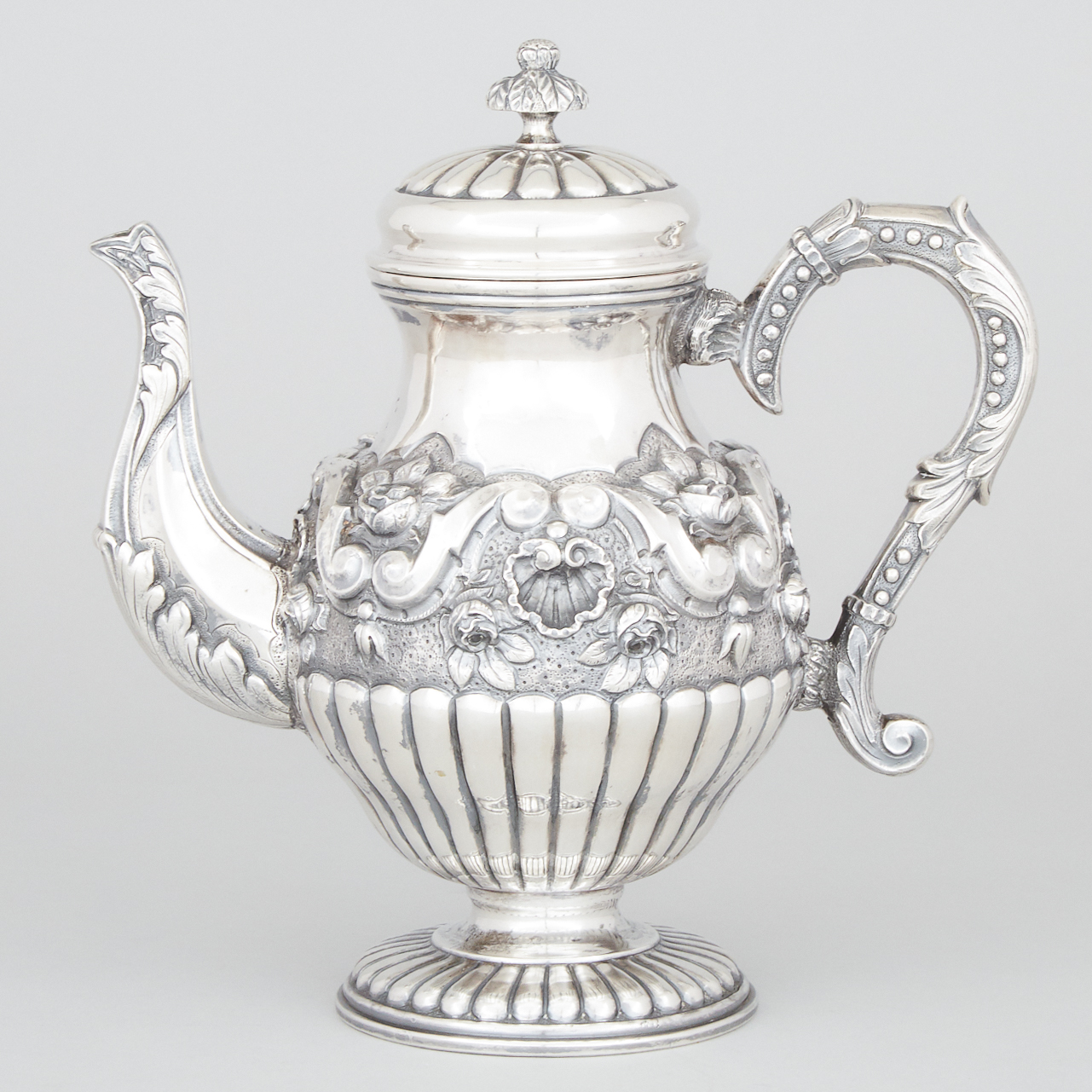 Portuguese Silver Coffee Pot, Porto, 19th century