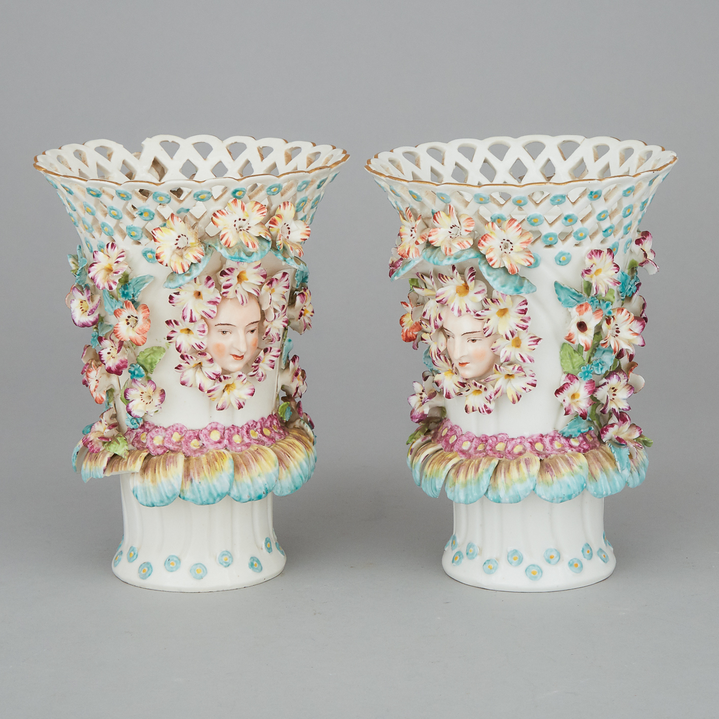 Pair of Samson Reticulated Vases, c.1900