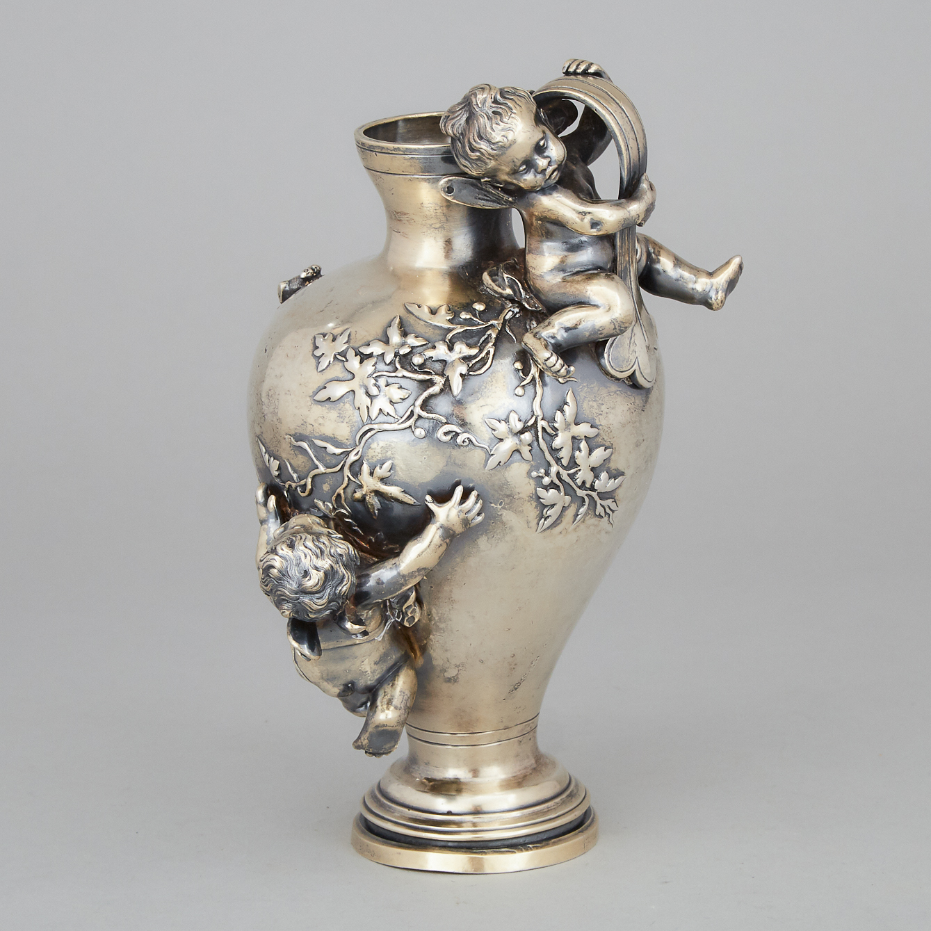 French Silvered Bronze Mantle Vase by Auguste Moreau, 19th century