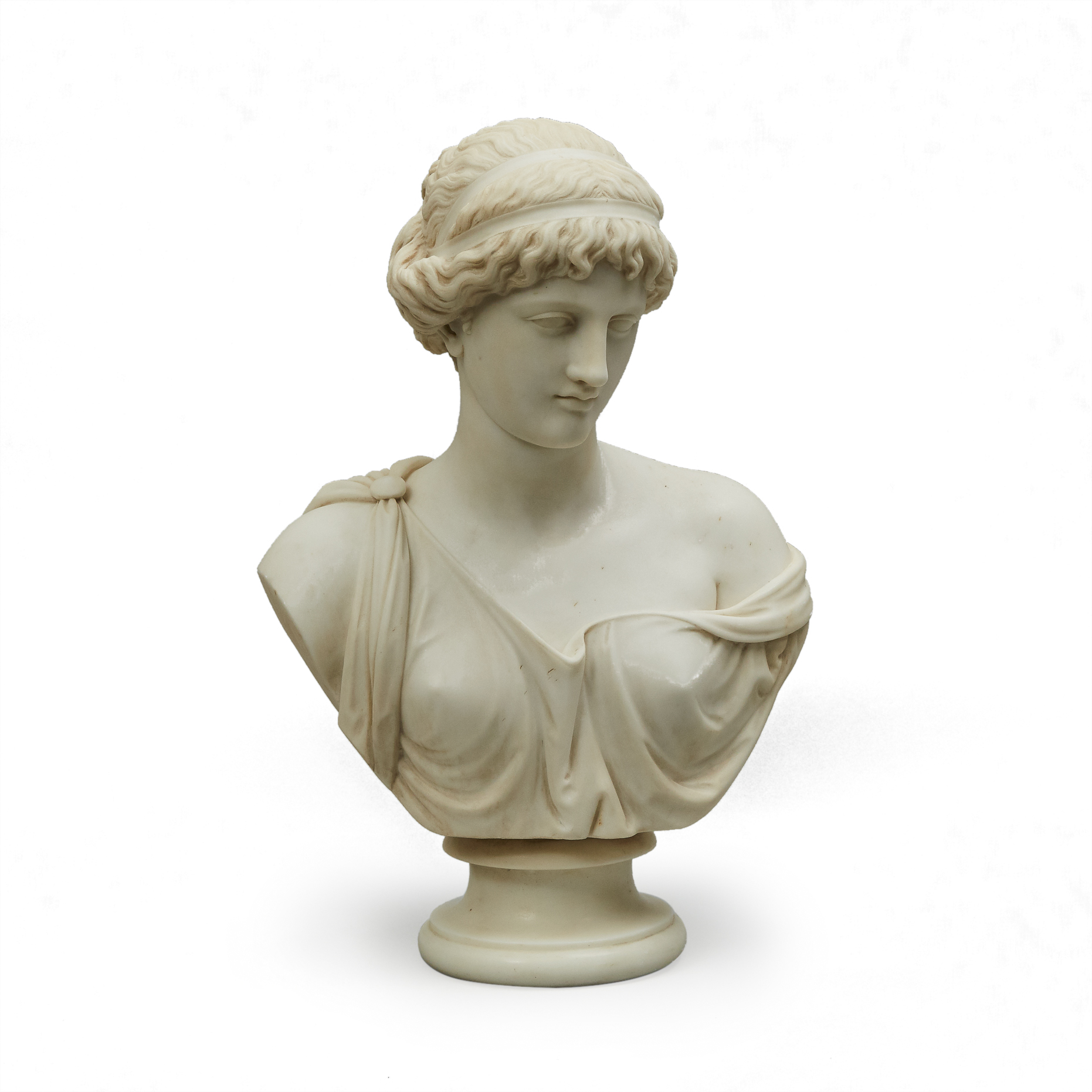 After the Ancient Italian White Marble Bust of a Goddess, 19th century