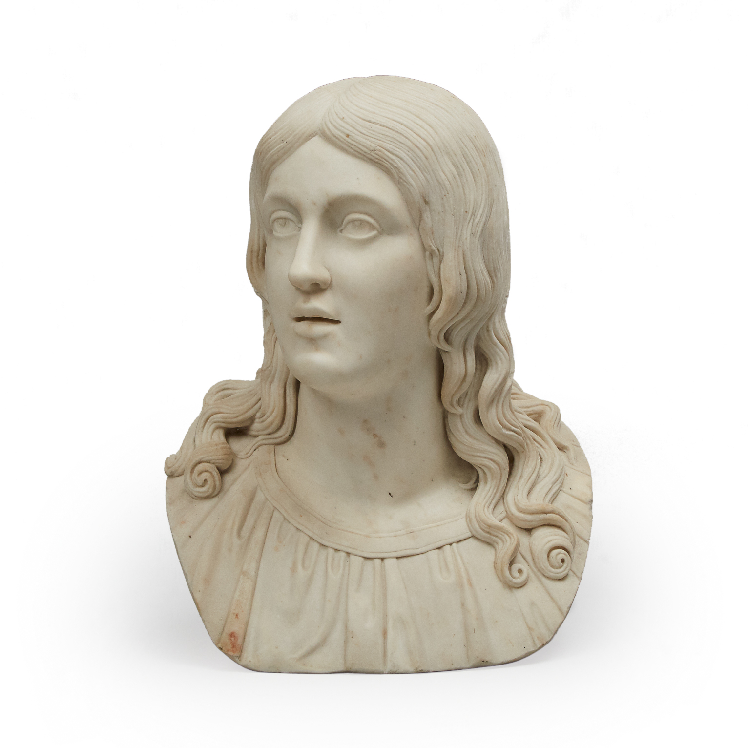 French School White Marble Bust of Joan of Arc, 19th century