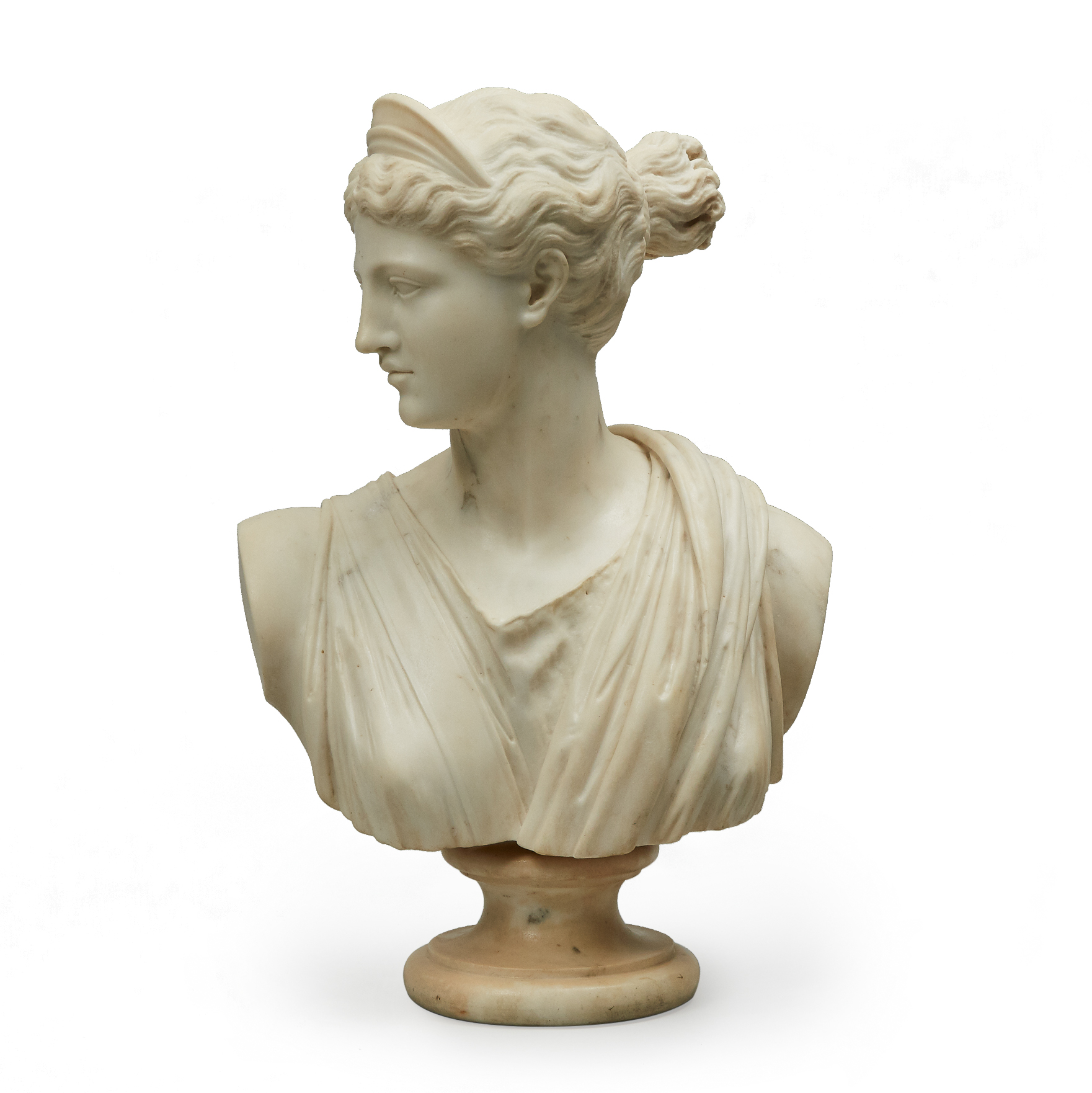 After the Ancient Italian White Marble Bust of Diana Chasseresse, 19th century