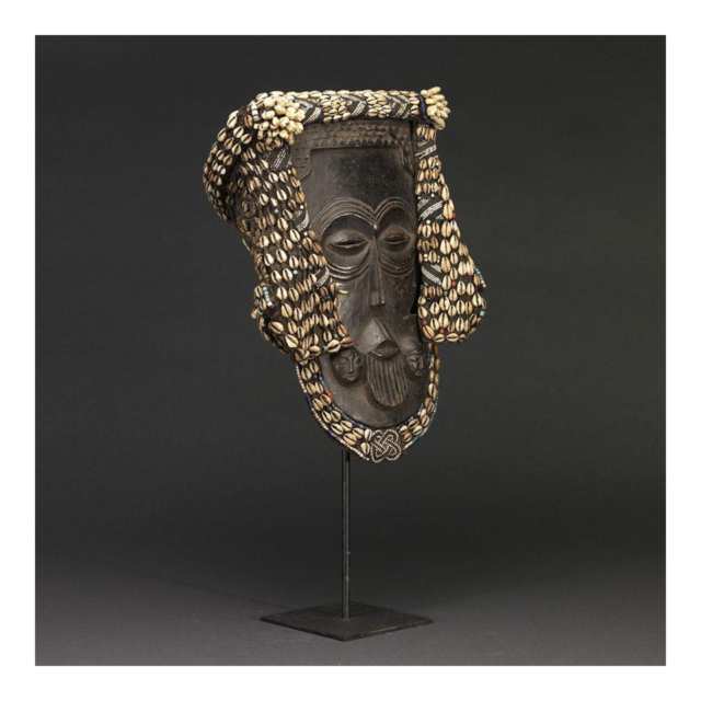 Bakuba Wood Shell and Bead Mask
