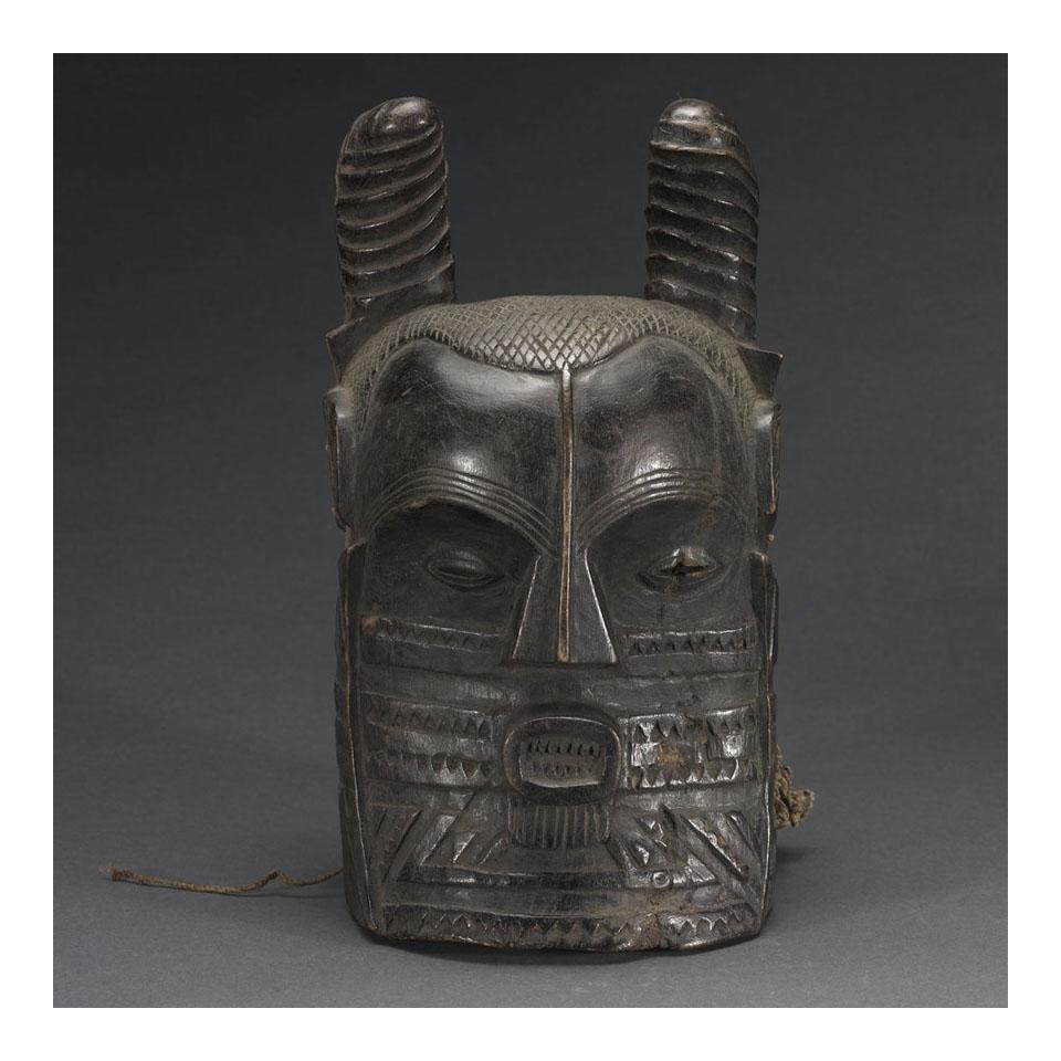 Kongo Wood and Fibre Kifwebe Mask