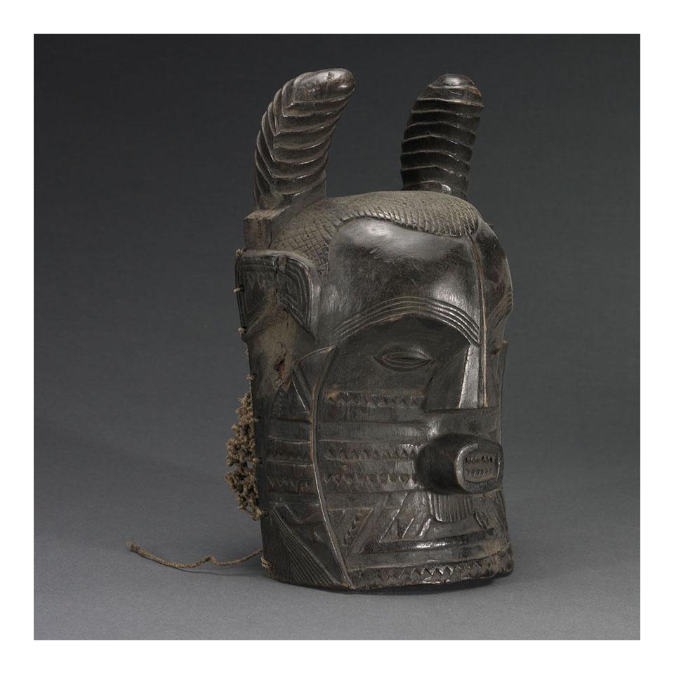 Kongo Wood and Fibre Kifwebe Mask