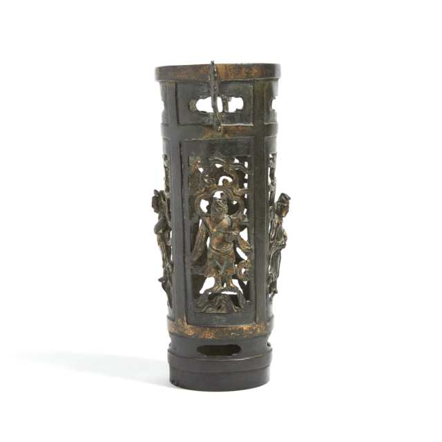 A Chinese Bronze 'Daoist Immortals' Incense Holder, Ming Dynasty or Later