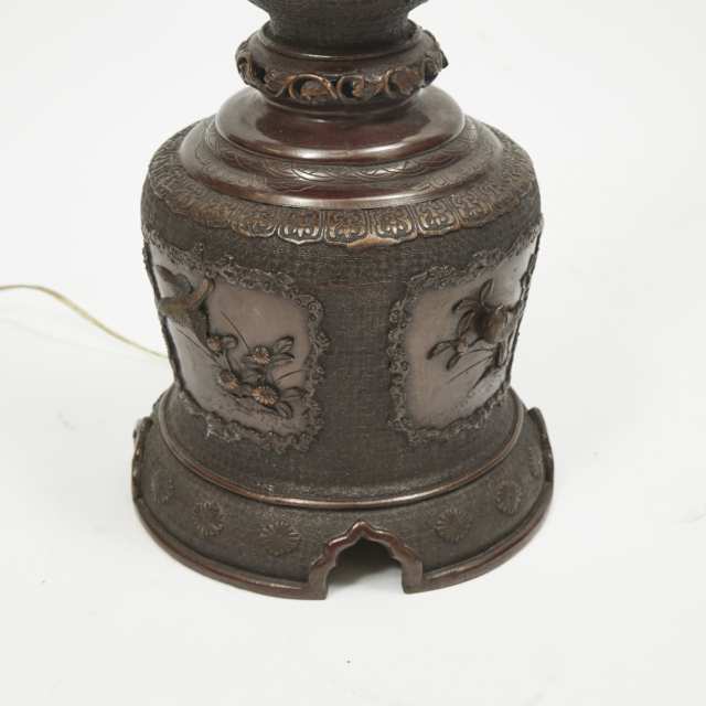 A Japanese Bronze Floor Lamp, 20th Century
