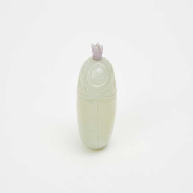A Celadon White Jade 'Cicada' Snuff Bottle
