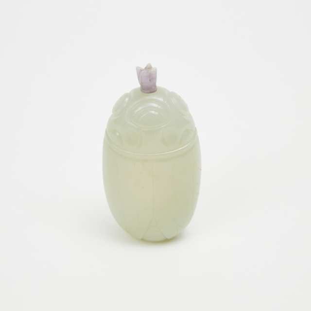 A Celadon White Jade 'Cicada' Snuff Bottle
