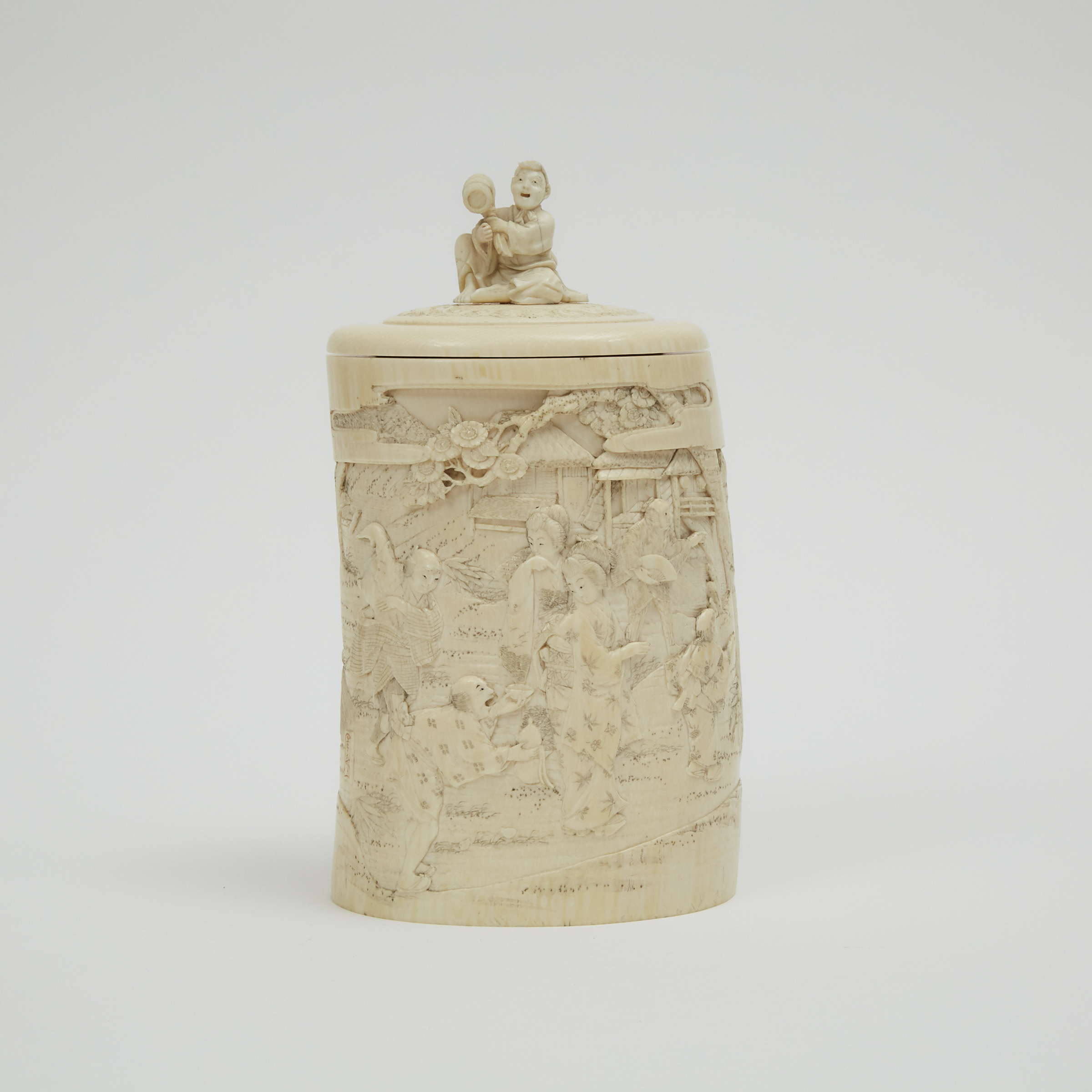 A Japanese Ivory Lidded Container, Meiji Period