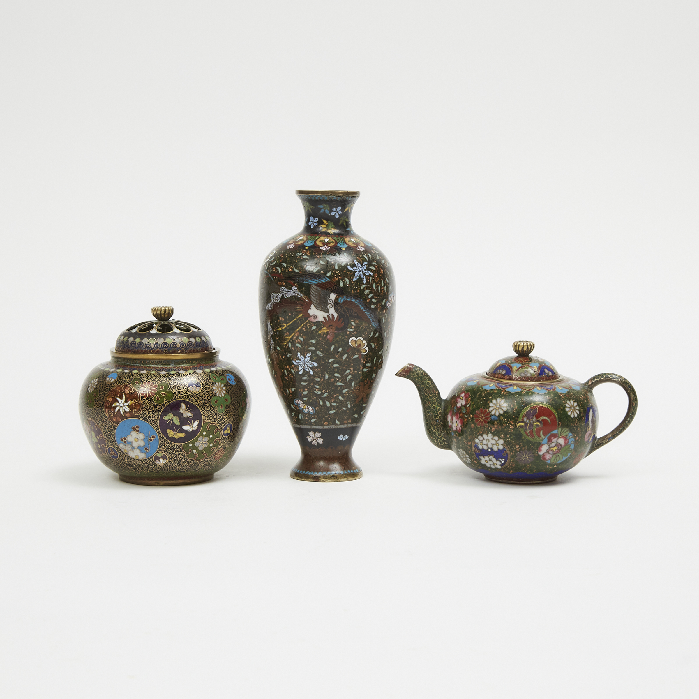 A Group of Three Miniature Cloisonné Wares