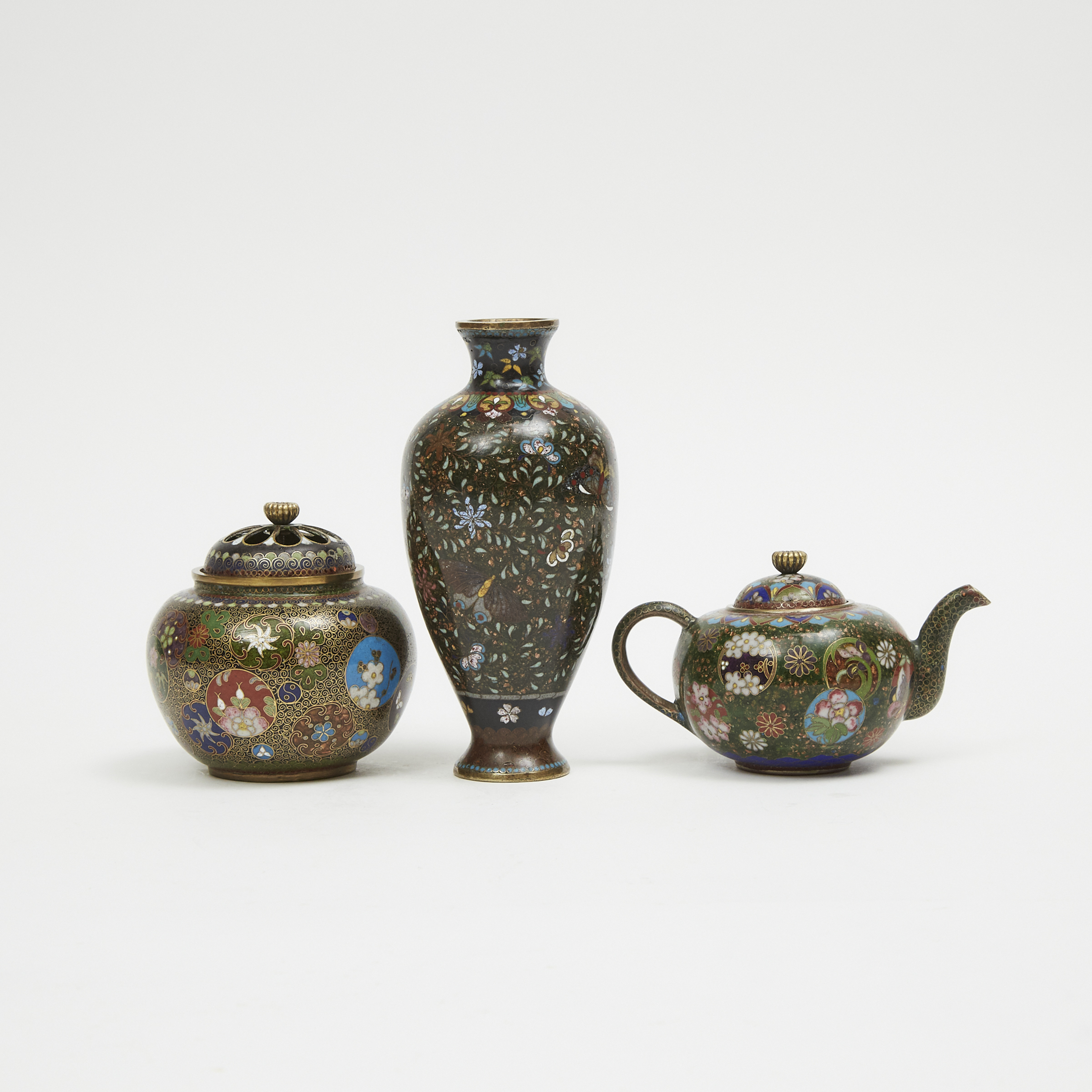 A Group of Three Miniature Cloisonné Wares
