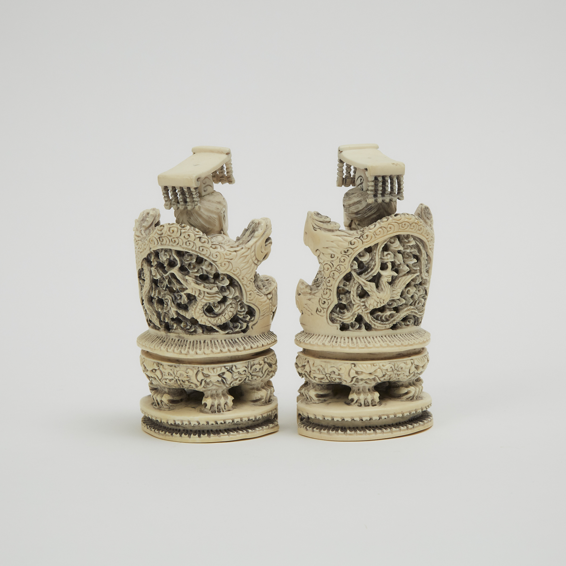 A Chinese Ivory Seated Emperor and Empress Pair, Circa 1940
