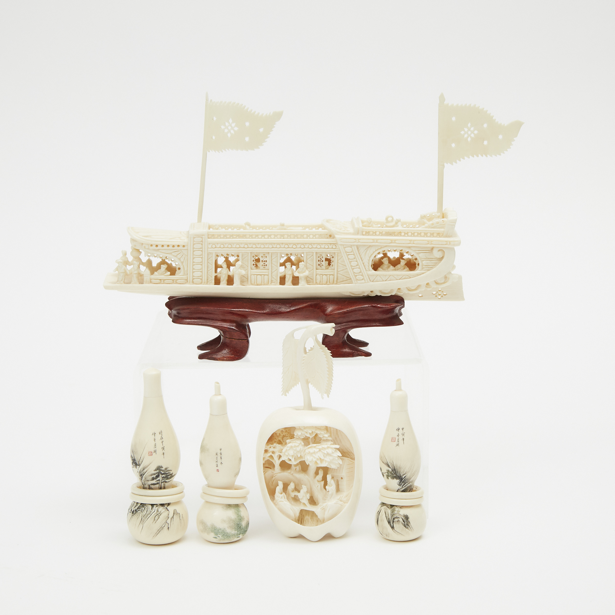 A Group of Five Ivory Carved Objects, Republican Period