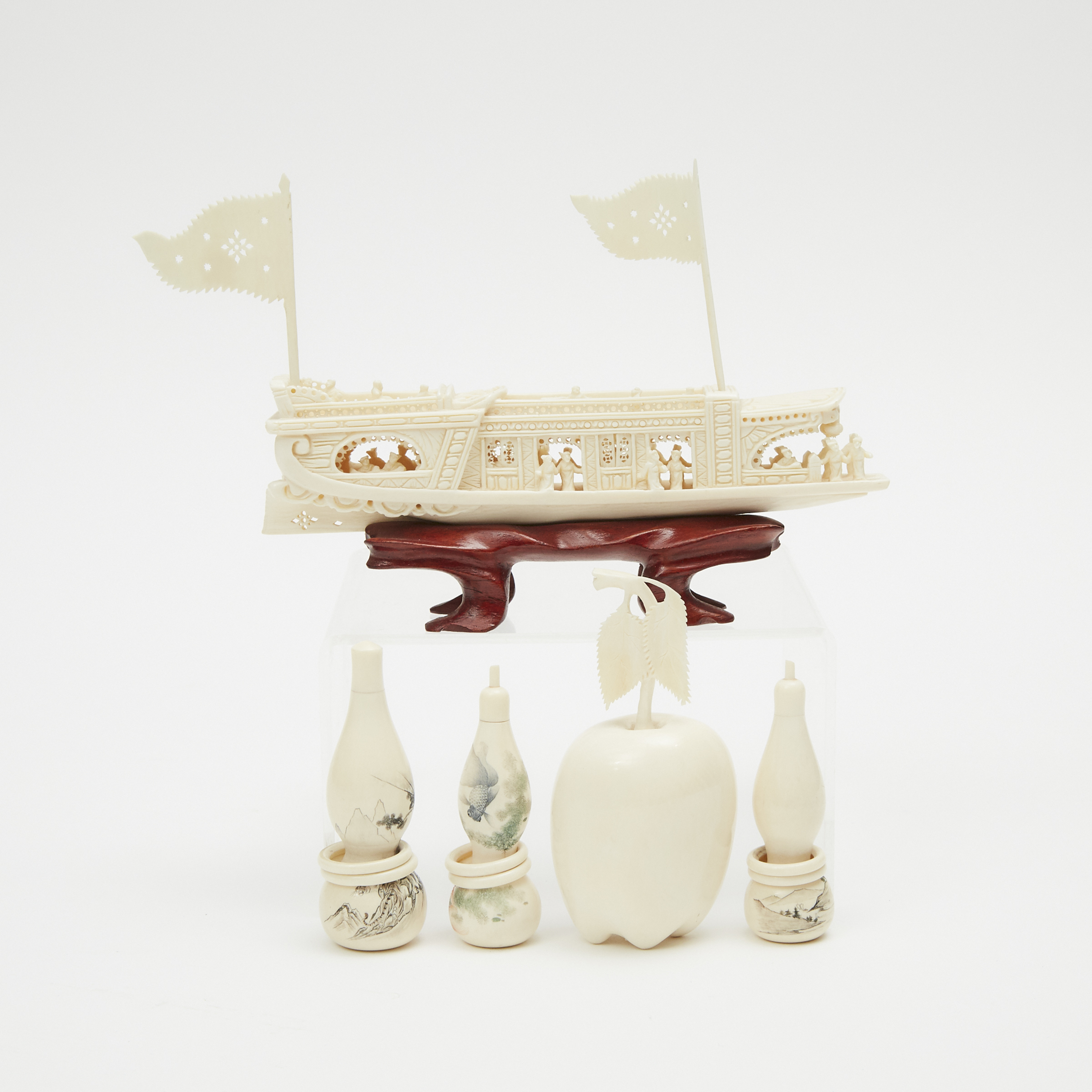 A Group of Five Ivory Carved Objects, Republican Period