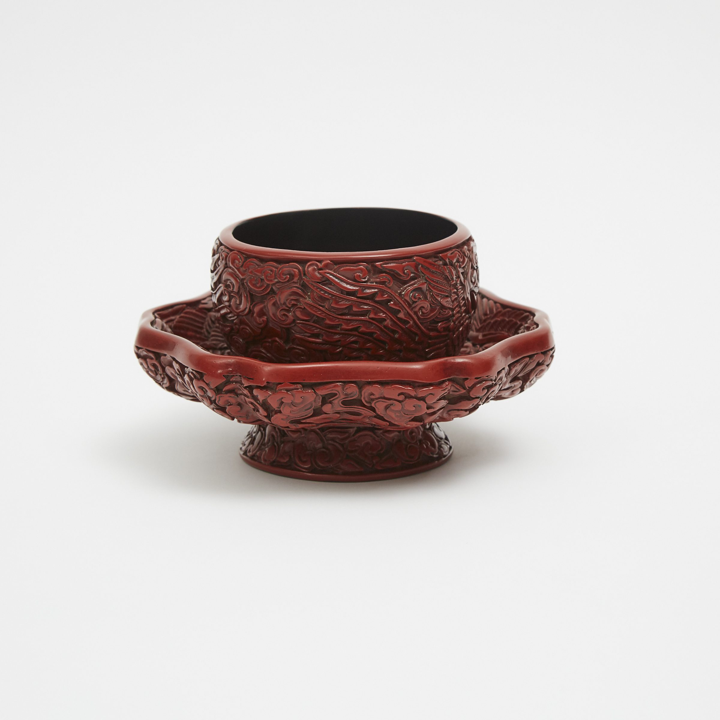 A Cinnabar Lacquer Cup Stand, Qianlong Mark