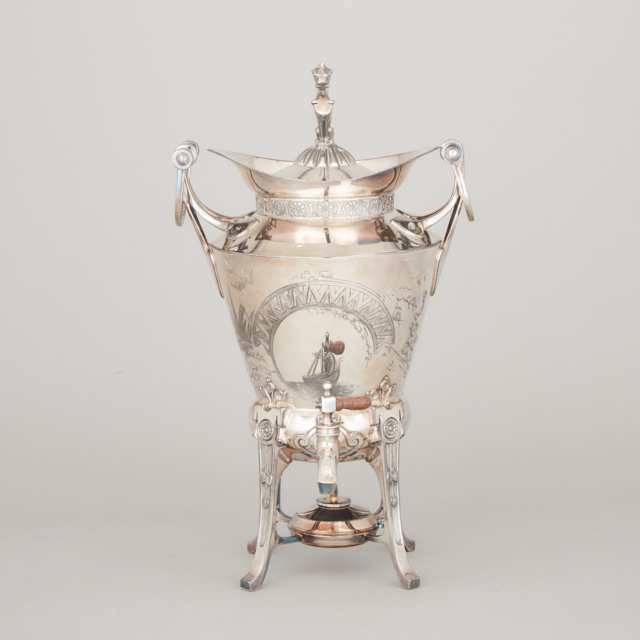 American Eastlake Style Silver Plated Tea Urn, Reed & Barton, c.1875